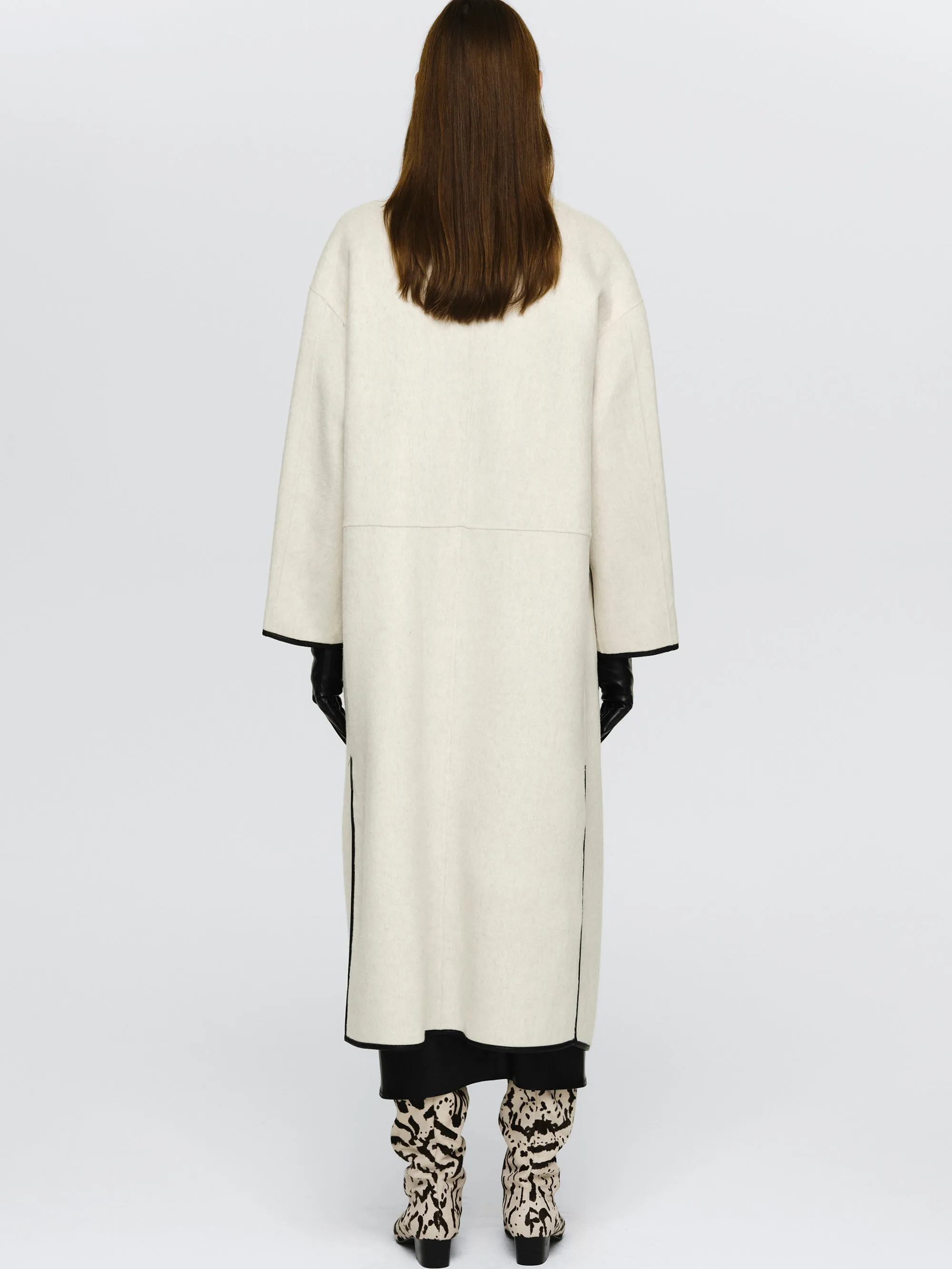 Trim Wrap Wool Coat, Ivory sold by Source Unknown product image thumbnail 4