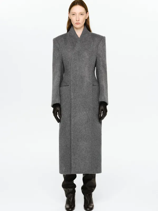 Corrin Wrap Coat, Charcoal sold by Source Unknown
