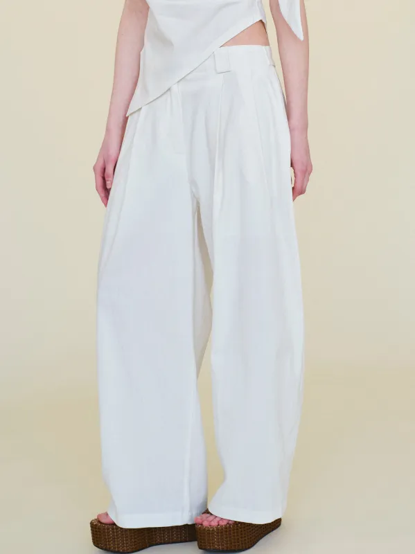 Pleated Pants, White sold by Source Unknown