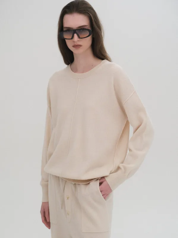 Round-Neck Wool Top, Ivory sold by Source Unknown