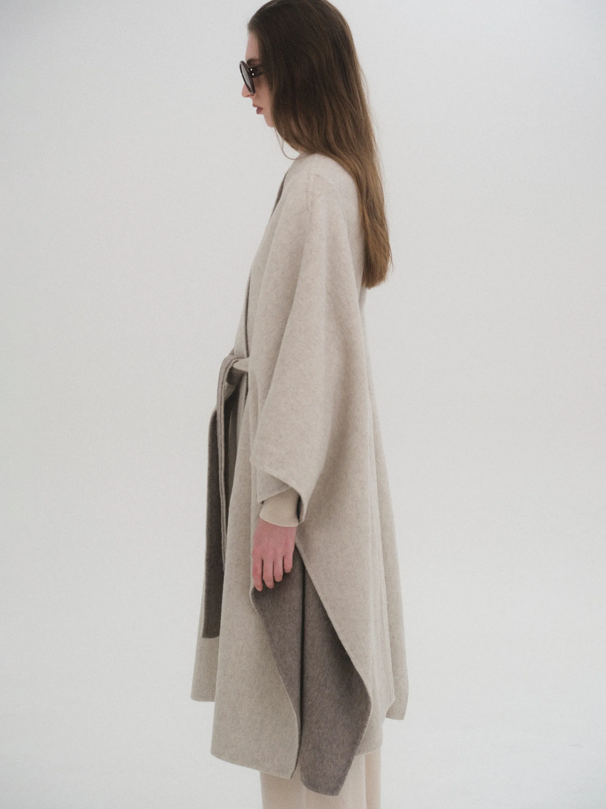 Wool Felt Cape Coat, Oat sold by Source Unknown product image thumbnail 4