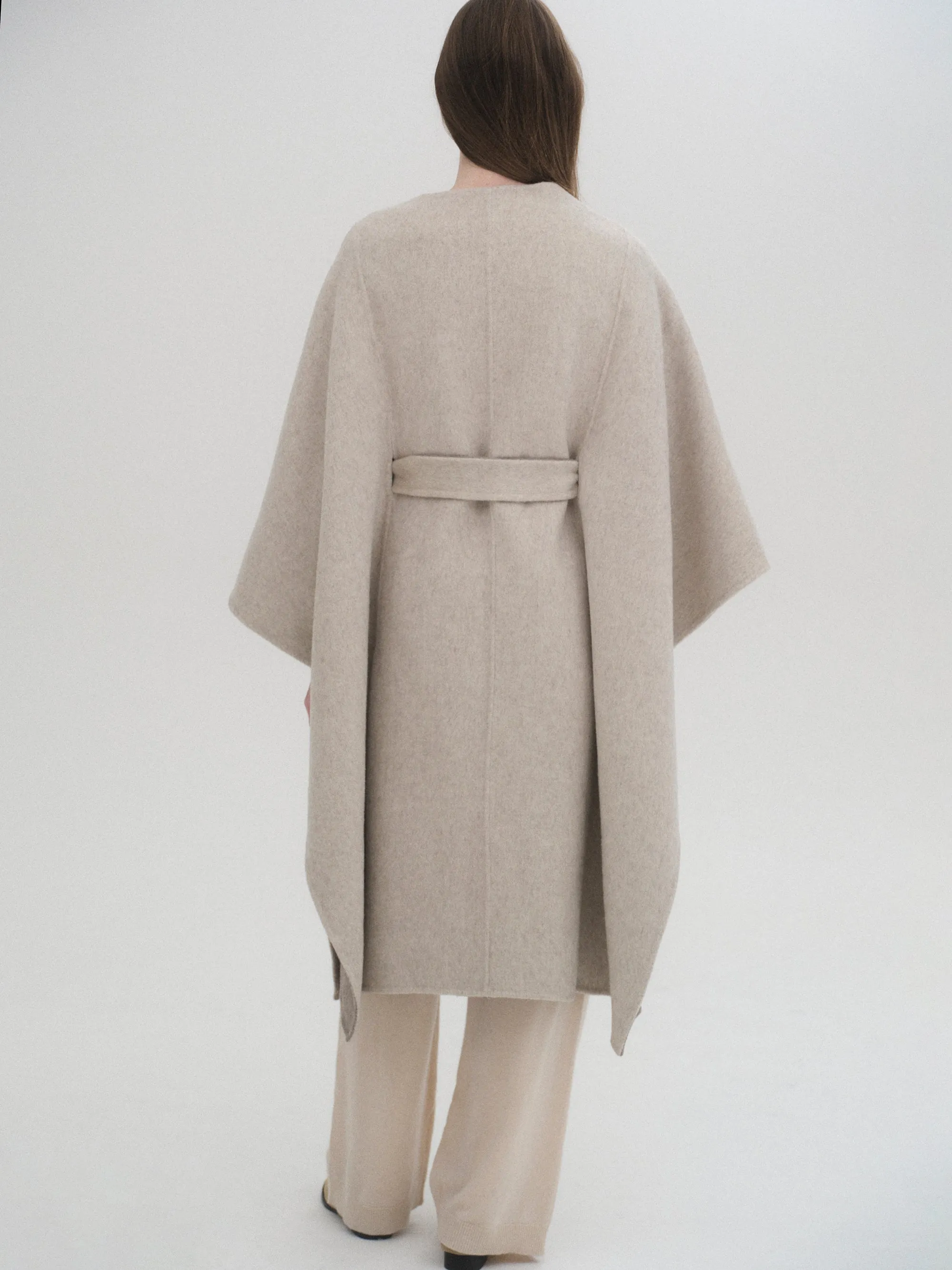 Wool Felt Cape Coat, Oat sold by Source Unknown product image thumbnail 2