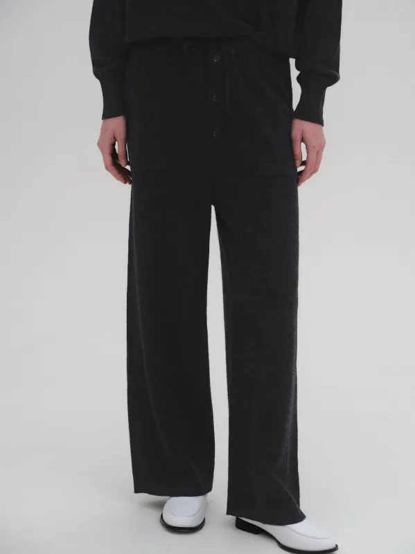 Elastic Waist Wool Pants, Black sold by Source Unknown
