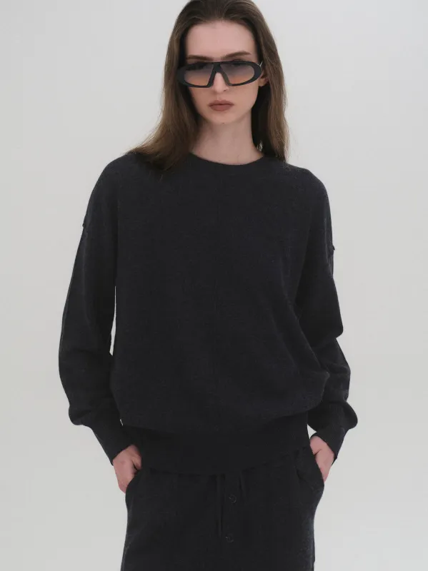 Round-Neck Wool Top, Black sold by Source Unknown