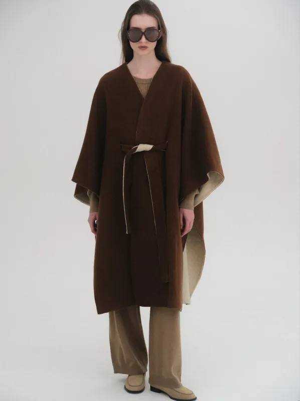 Wool Felt Cape Coat, Brown sold by Source Unknown