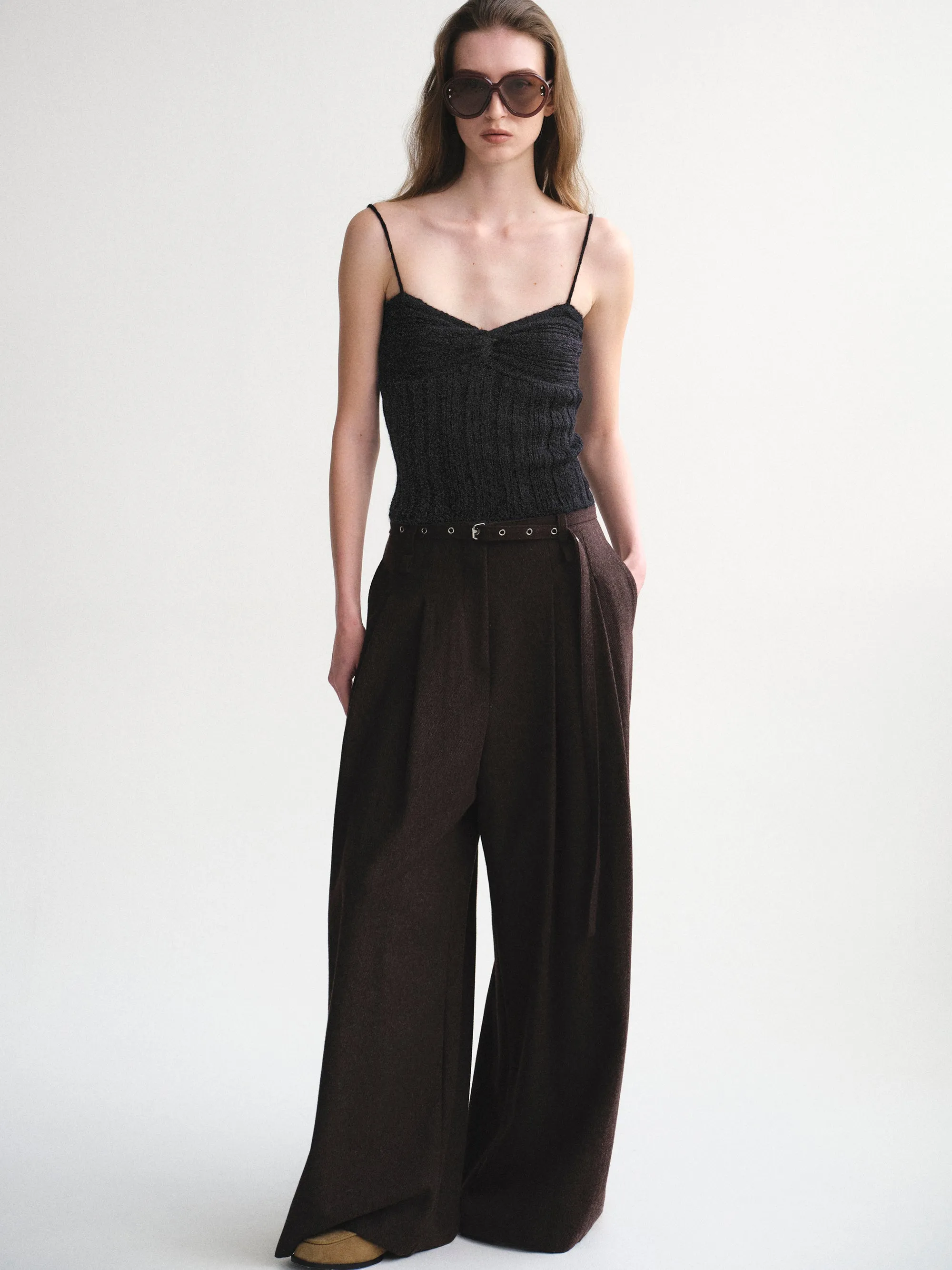 Belted Wool Trousers, Brown sold by Source Unknown product image thumbnail 4