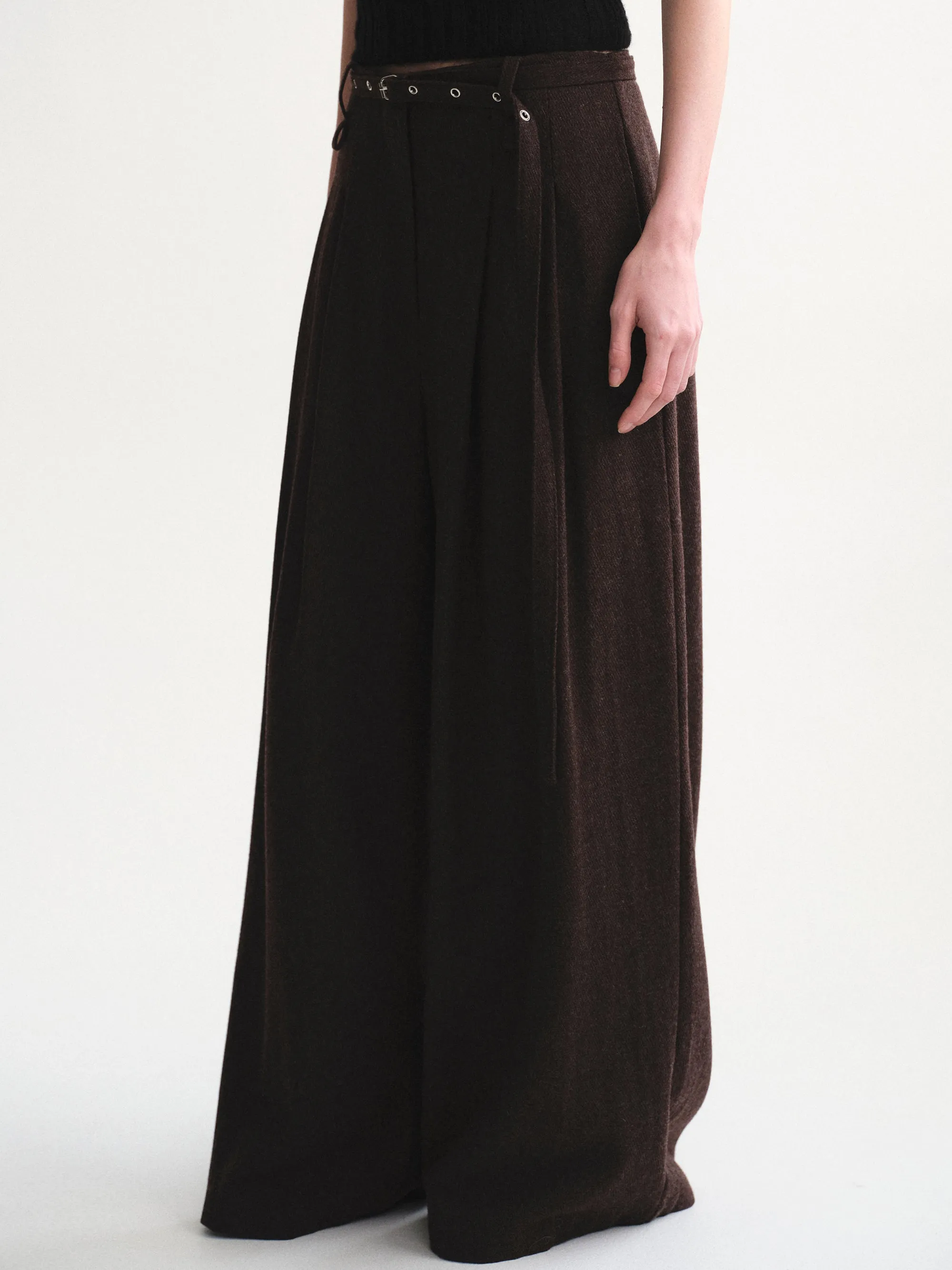 Belted Wool Trousers, Brown sold by Source Unknown product image thumbnail 2