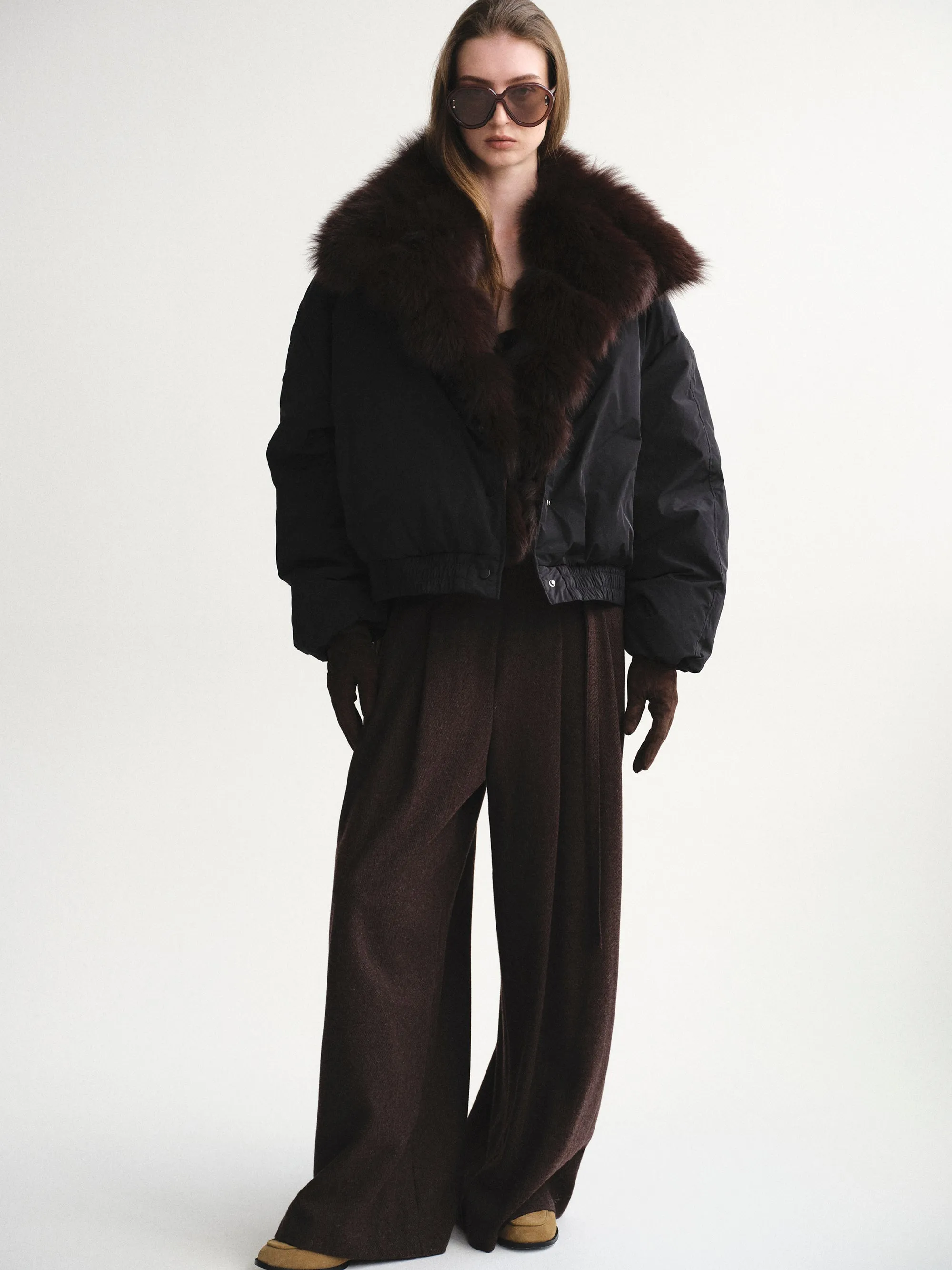 Fur Collar Down Jacket, Black sold by Source Unknown