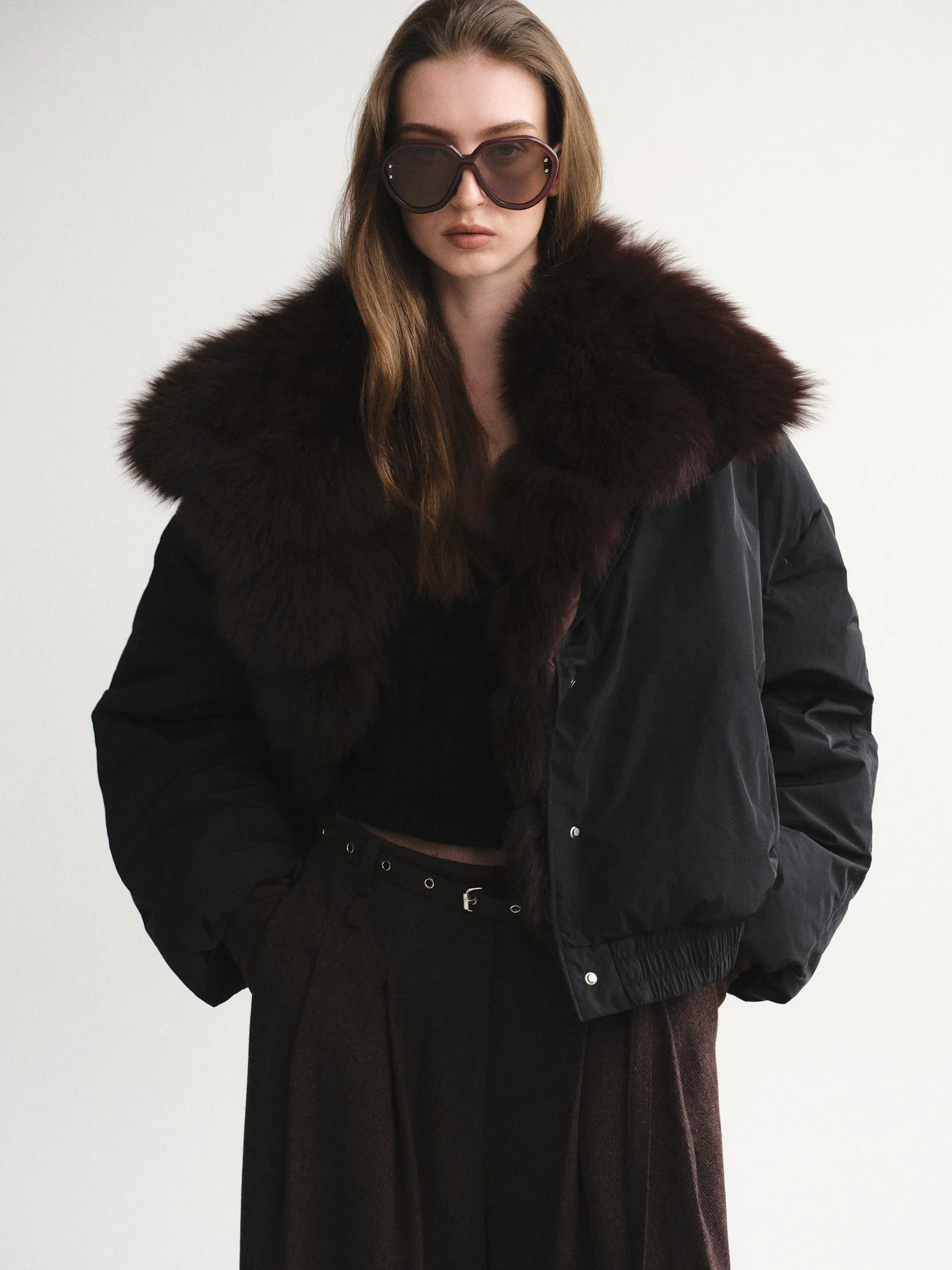 Fur Collar Down Jacket, Black sold by Source Unknown product image thumbnail 2