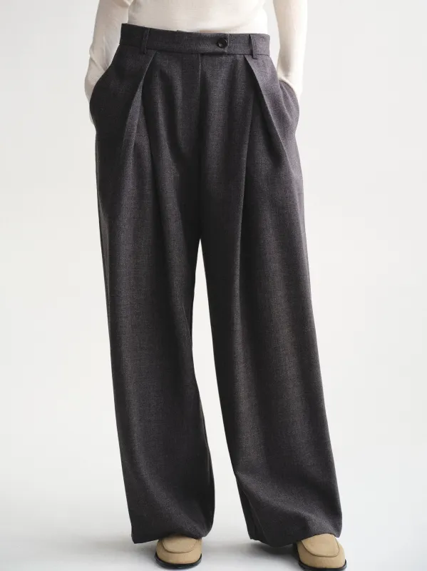 Tucked Trousers, Charcoal sold by Source Unknown