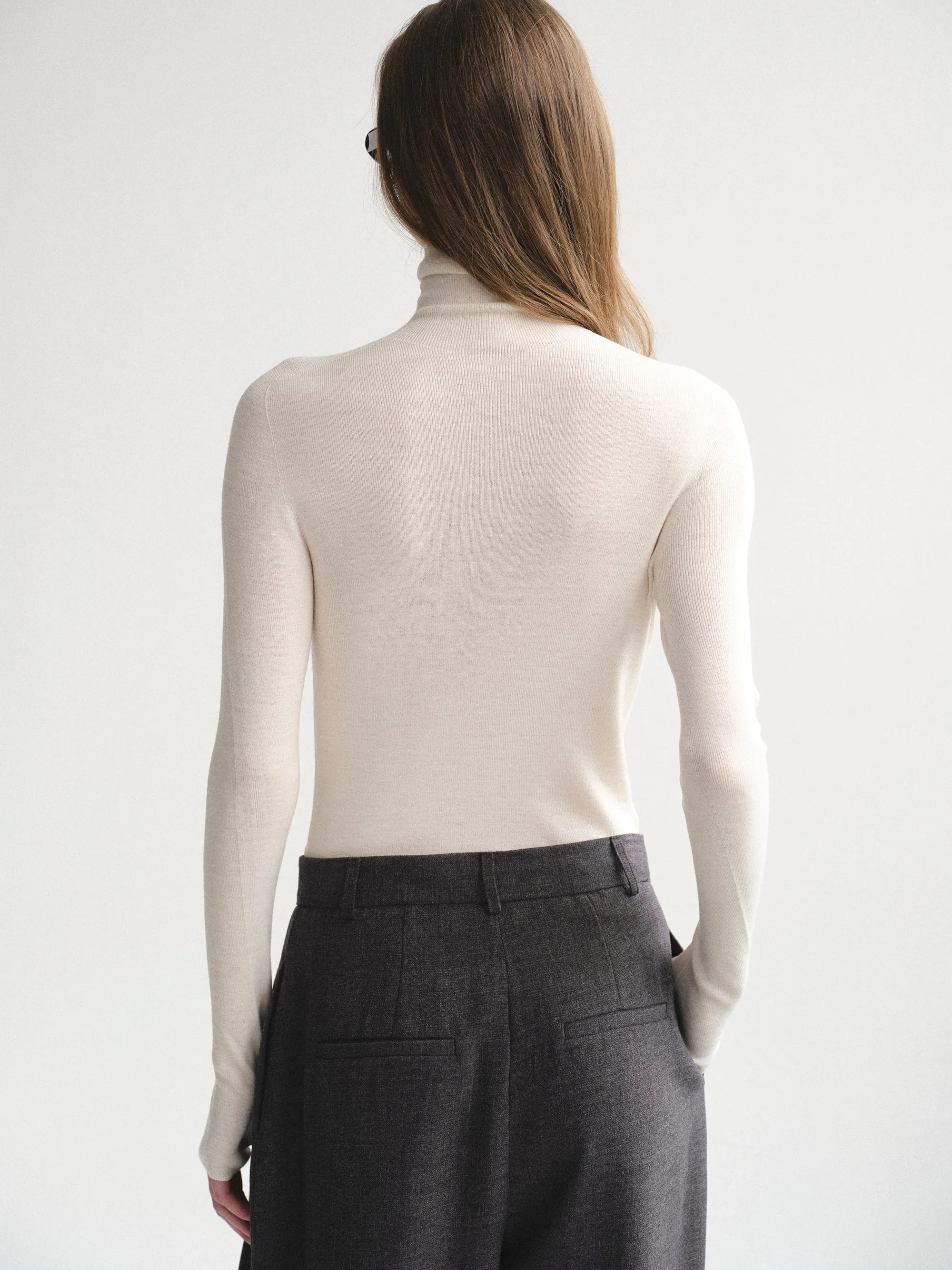 Fine-Knit Merino Turtleneck, Ivory sold by Source Unknown product image thumbnail 5