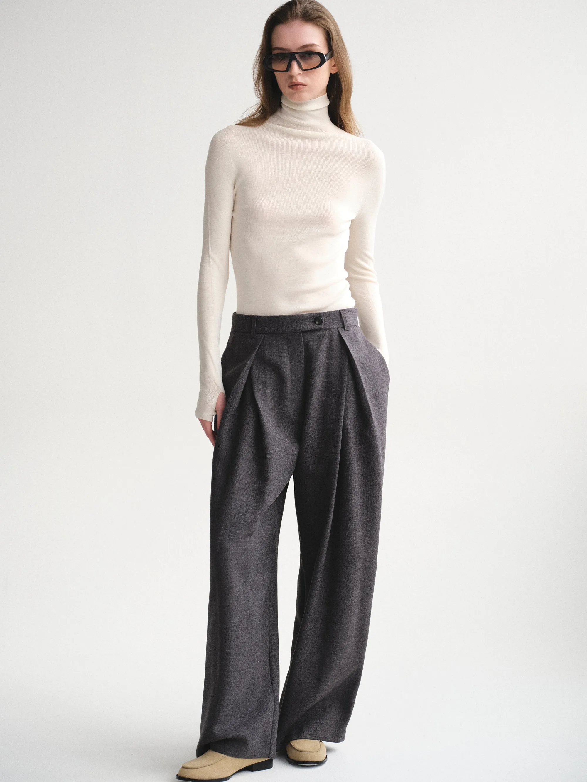 Fine-Knit Merino Turtleneck, Ivory sold by Source Unknown product image thumbnail 3