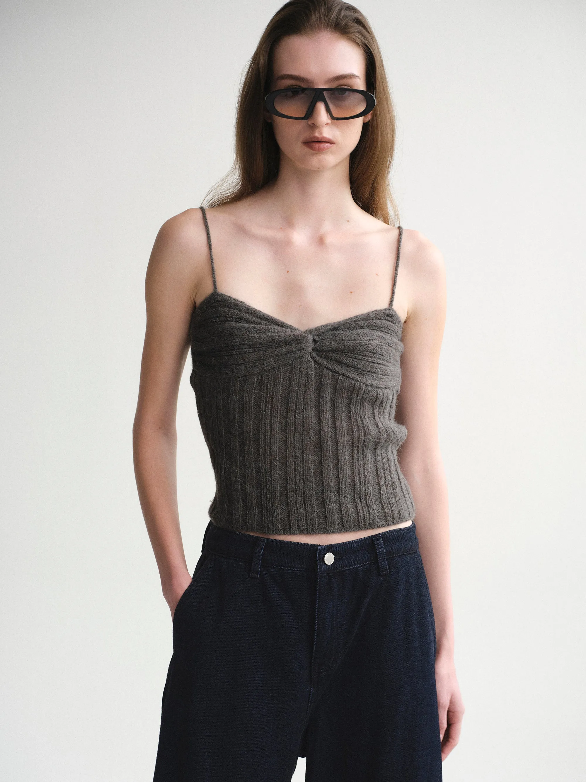 Twist Knitted Top, Charcoal sold by Source Unknown