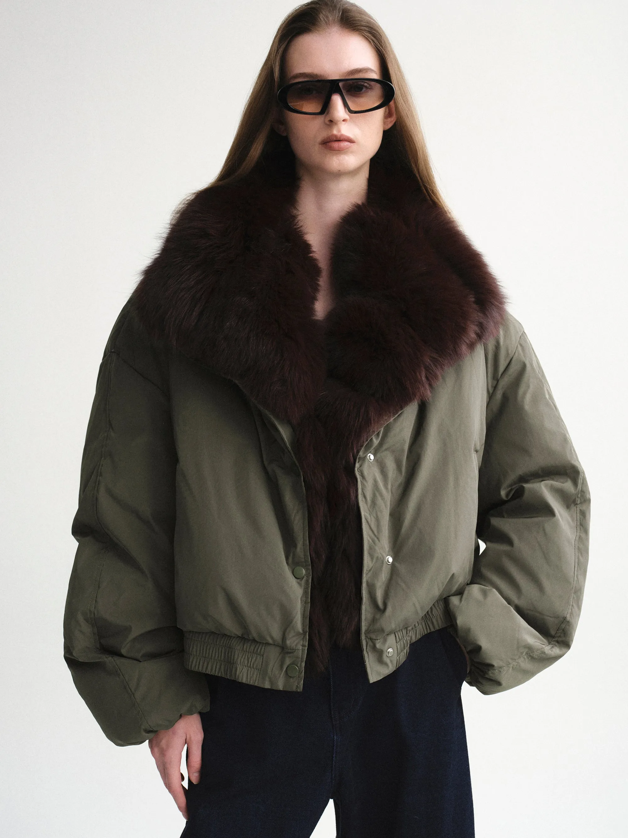 Fur Collar Down Jacket, Khaki sold by Source Unknown product image thumbnail 3