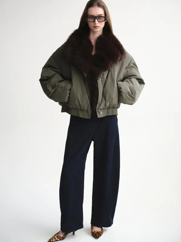 Fur Collar Down Jacket, Khaki sold by Source Unknown