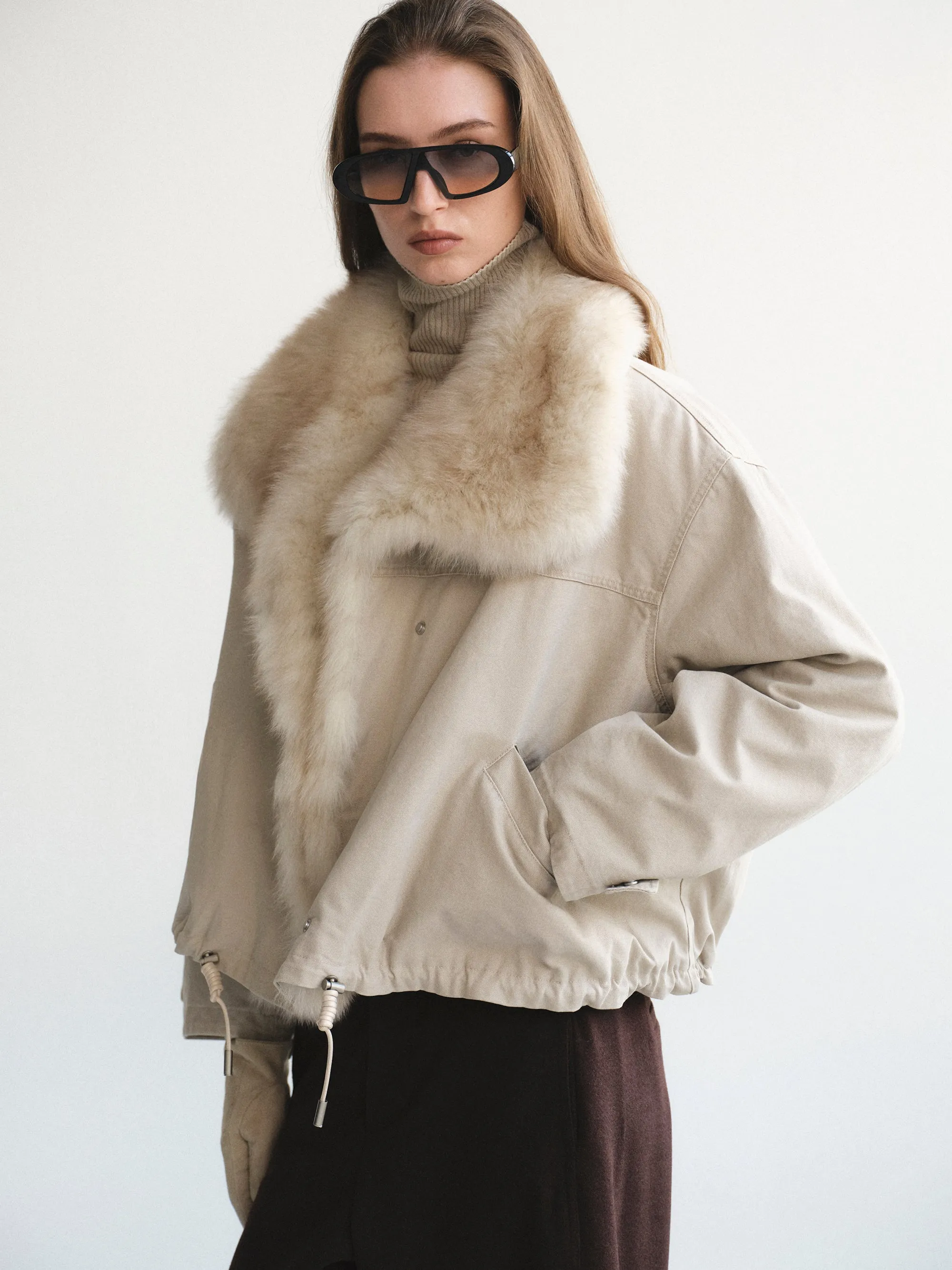 Cotton Canvas Fur Jacket, Beige sold by Source Unknown product image thumbnail 5
