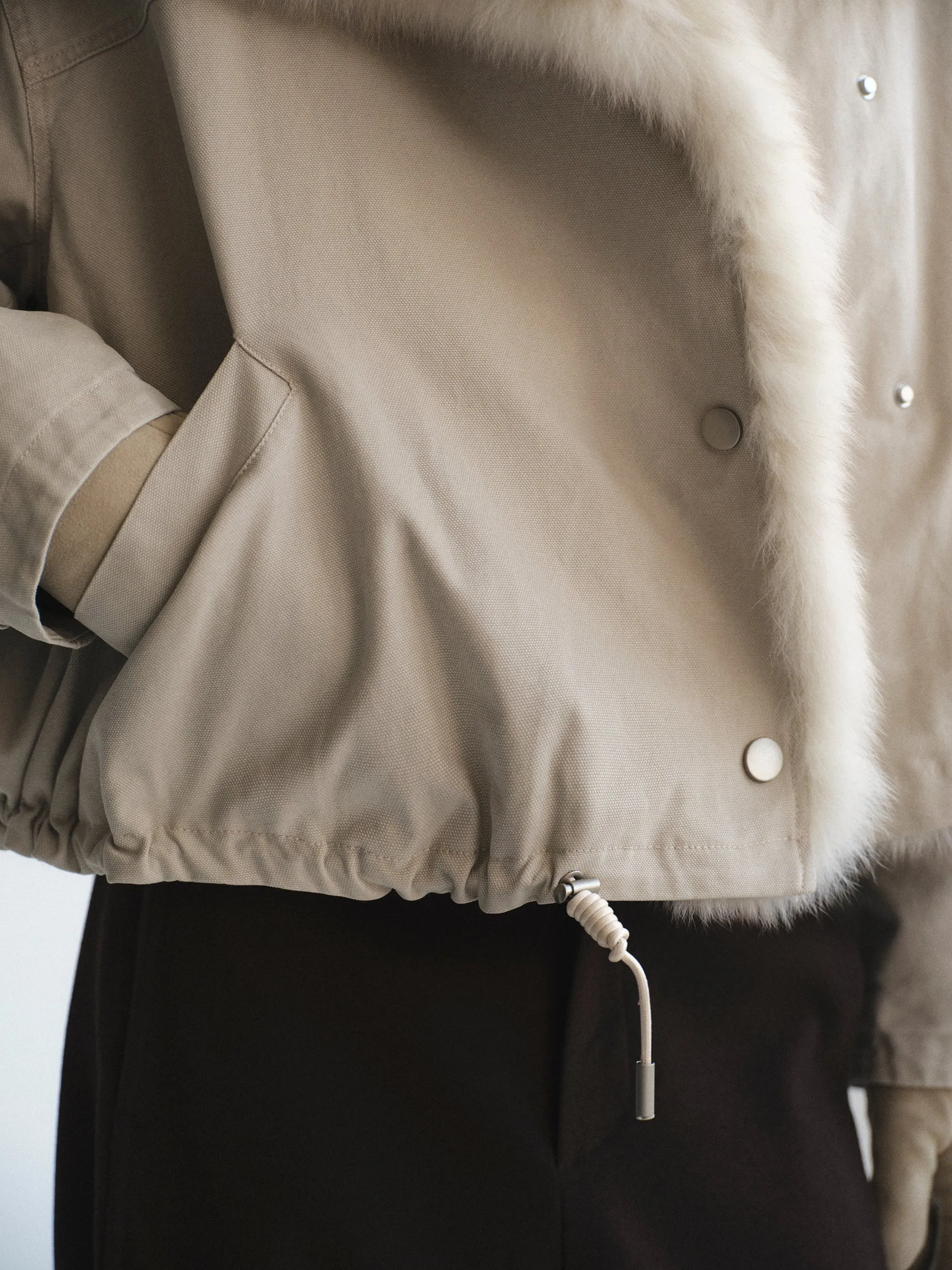 Cotton Canvas Fur Jacket, Beige sold by Source Unknown product image thumbnail 4