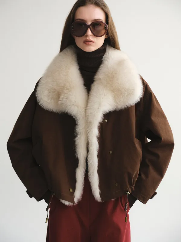 Cotton Canvas Fur Jacket, Brown sold by Source Unknown