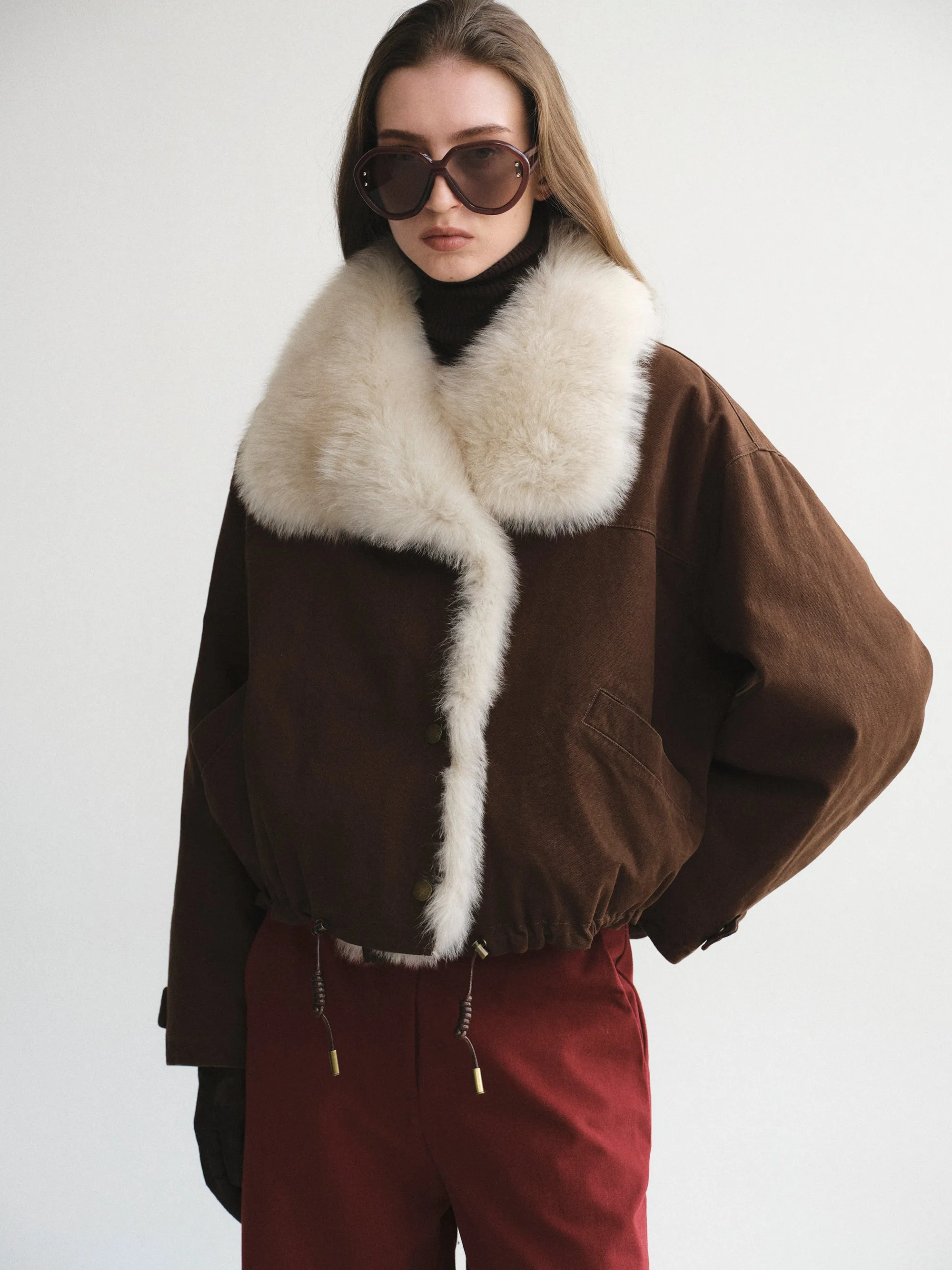 Cotton Canvas Fur Jacket, Brown sold by Source Unknown product image thumbnail 4