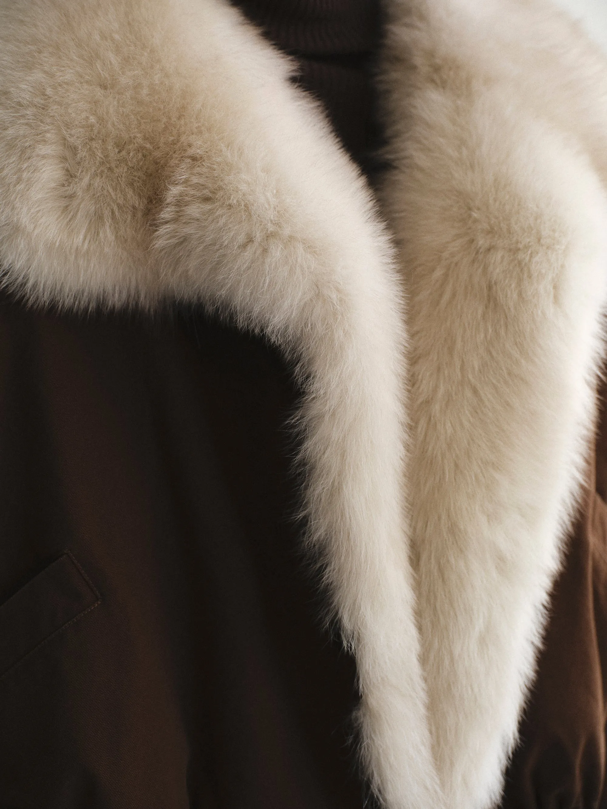 Cotton Canvas Fur Jacket, Brown sold by Source Unknown product image thumbnail 2