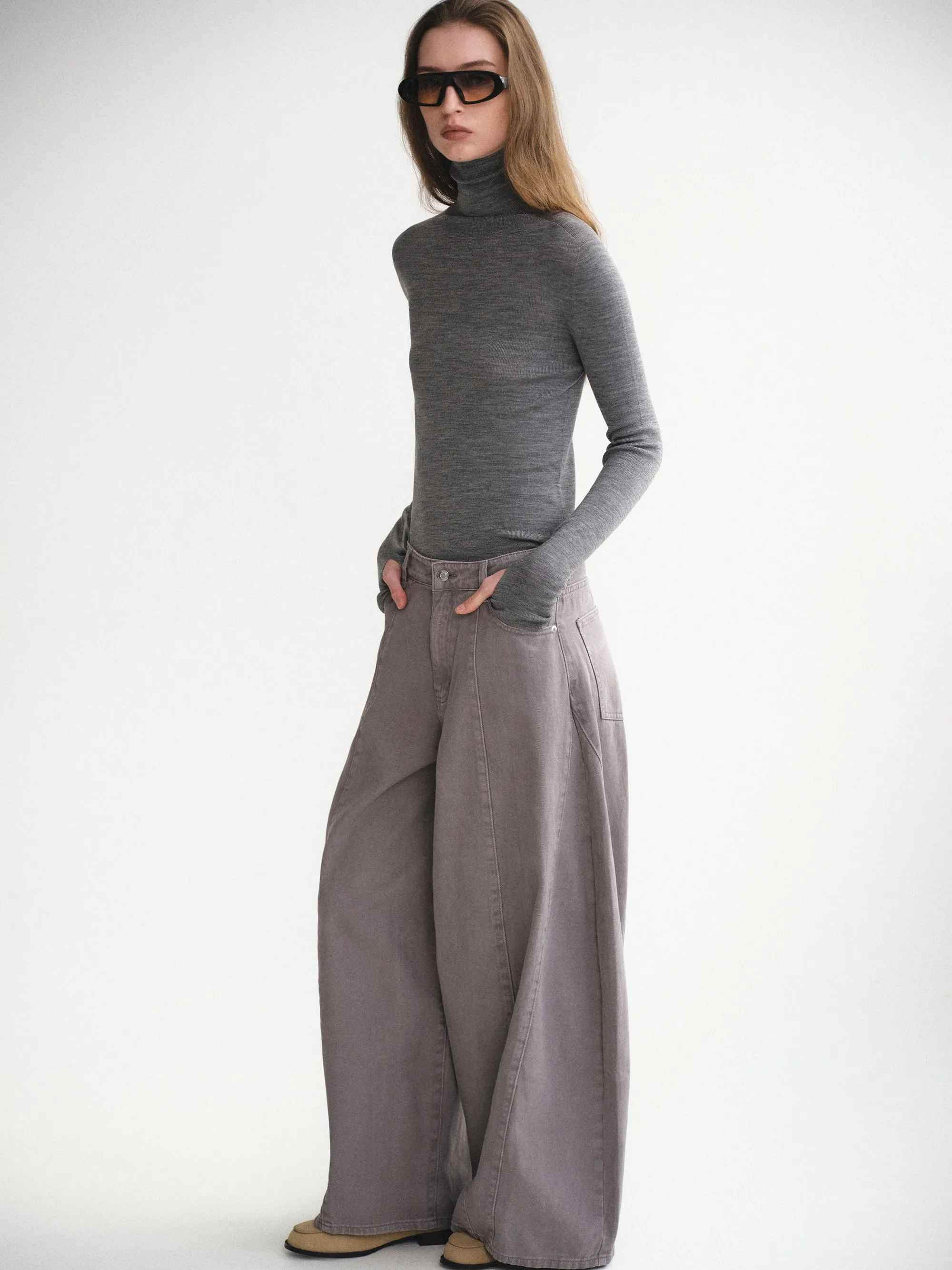 Fine-Knit Merino Turtleneck, Grey sold by Source Unknown product image thumbnail 5