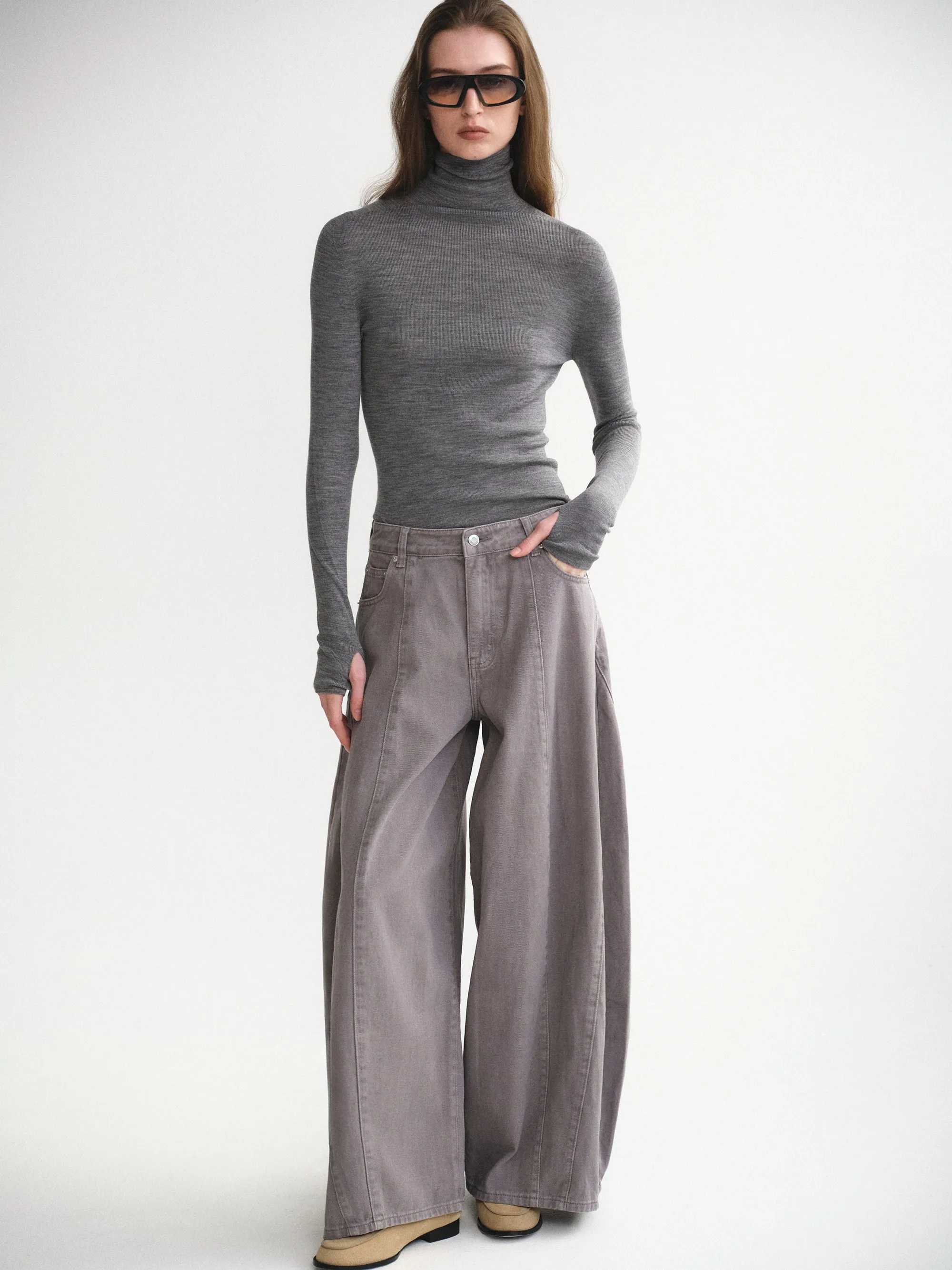 Fine-Knit Merino Turtleneck, Grey sold by Source Unknown product image thumbnail 3