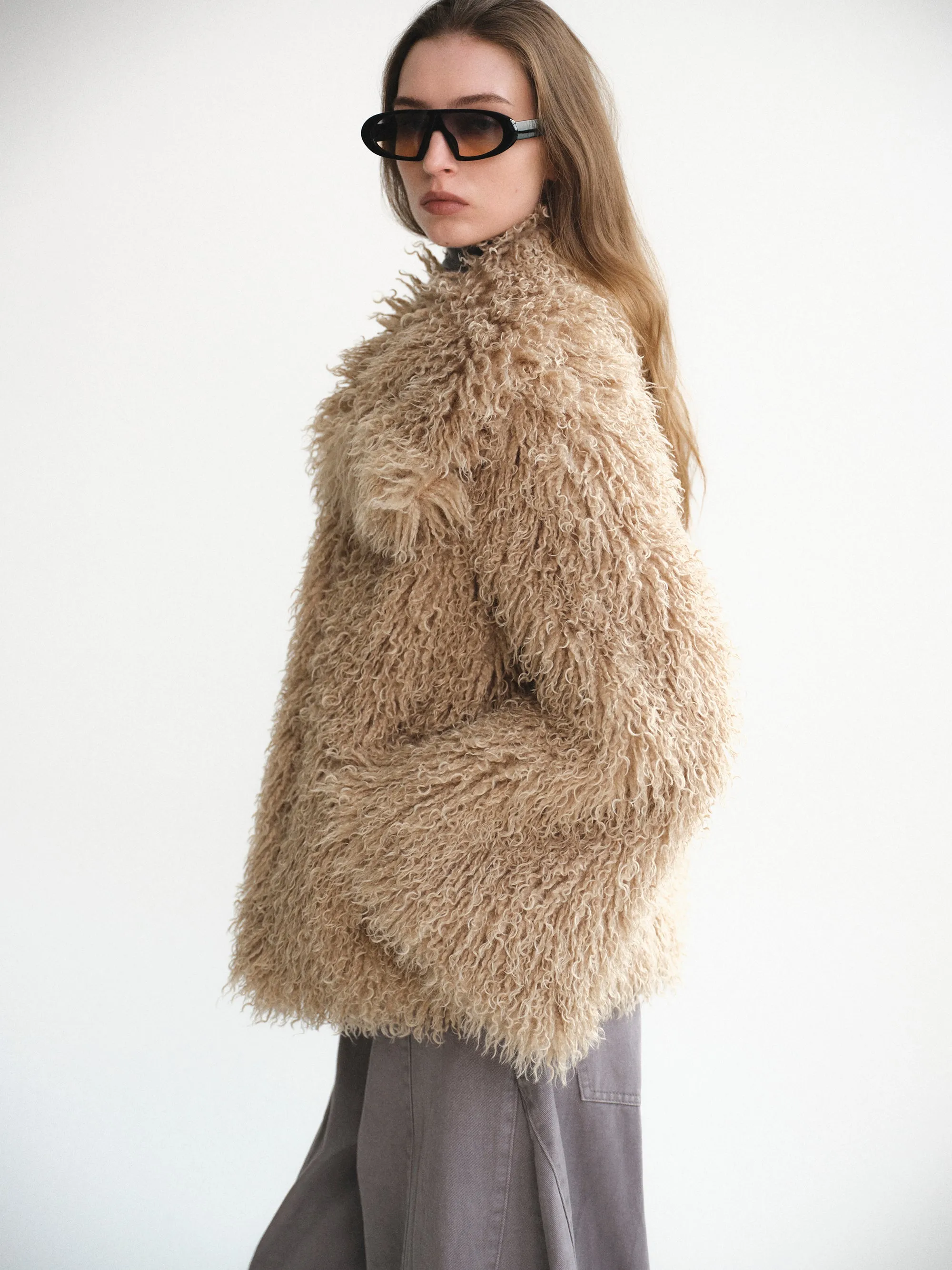 Long Hair Faux-Fur Jacket, Brown sold by Source Unknown product image thumbnail 4