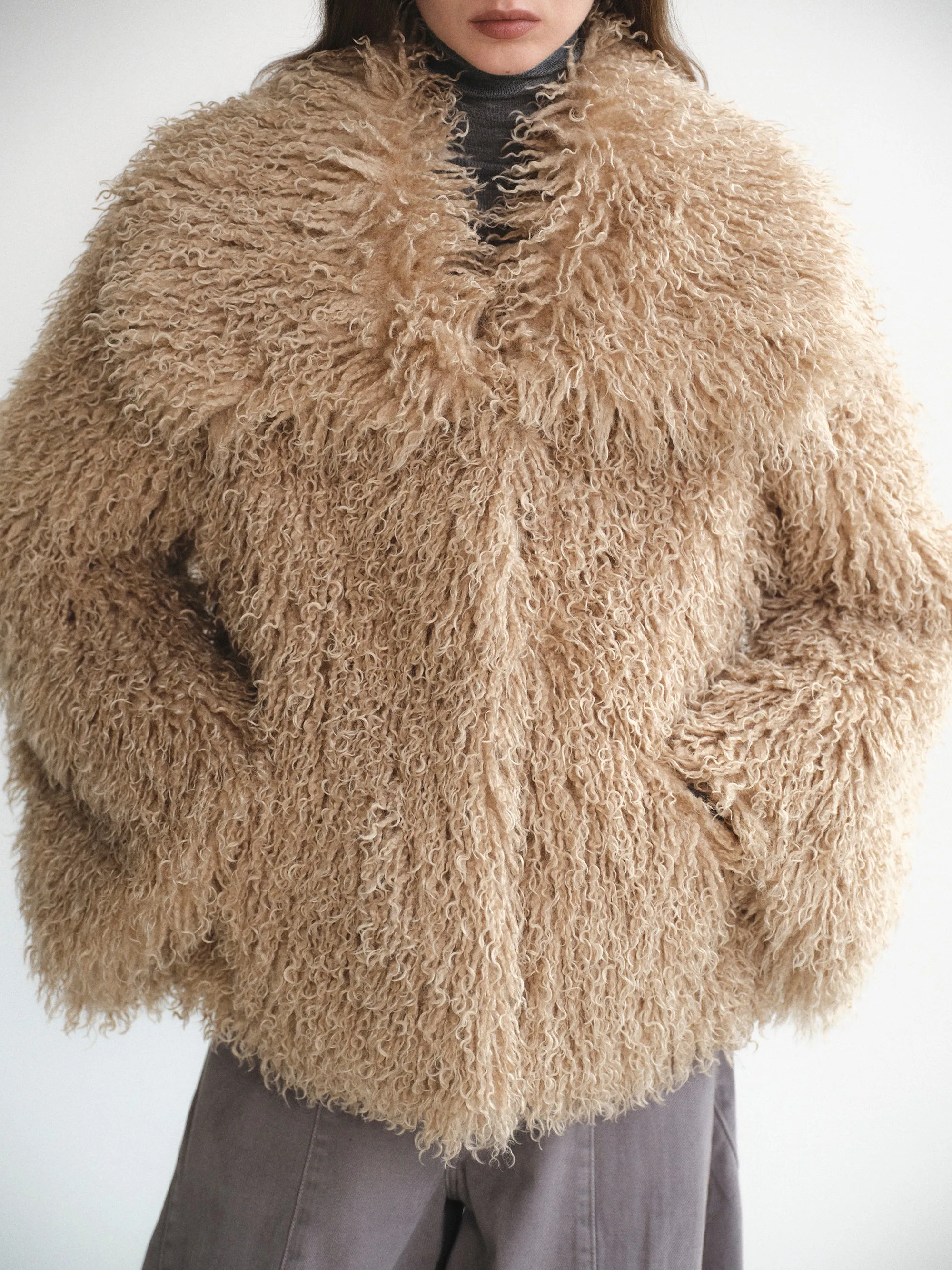 Long Hair Faux-Fur Jacket, Brown sold by Source Unknown product image thumbnail 5