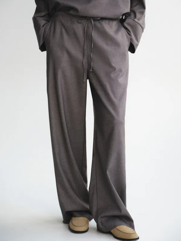 Drawstring Flannel Trousers, Grey sold by Source Unknown