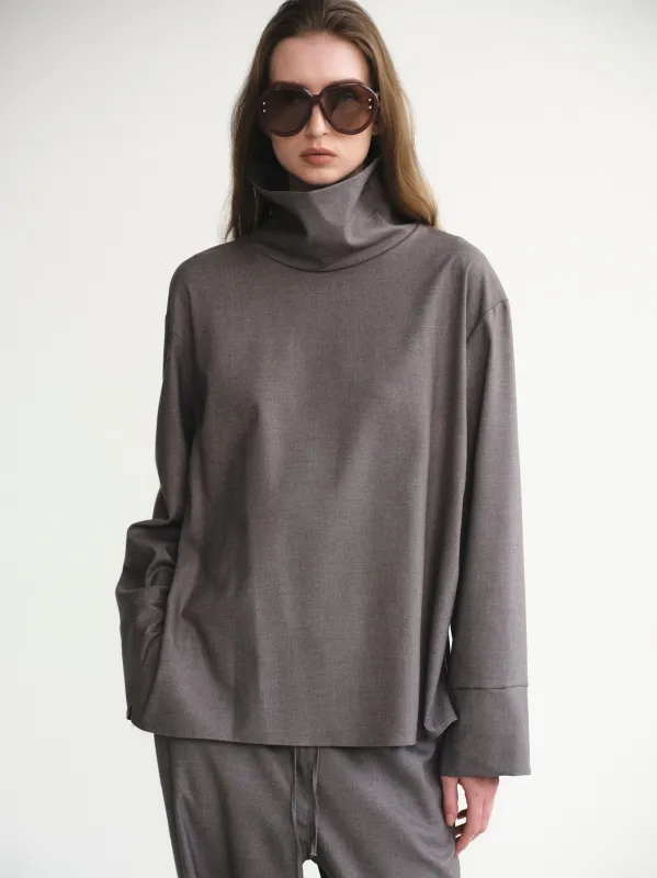 High-Neck Blouse, Grey sold by Source Unknown