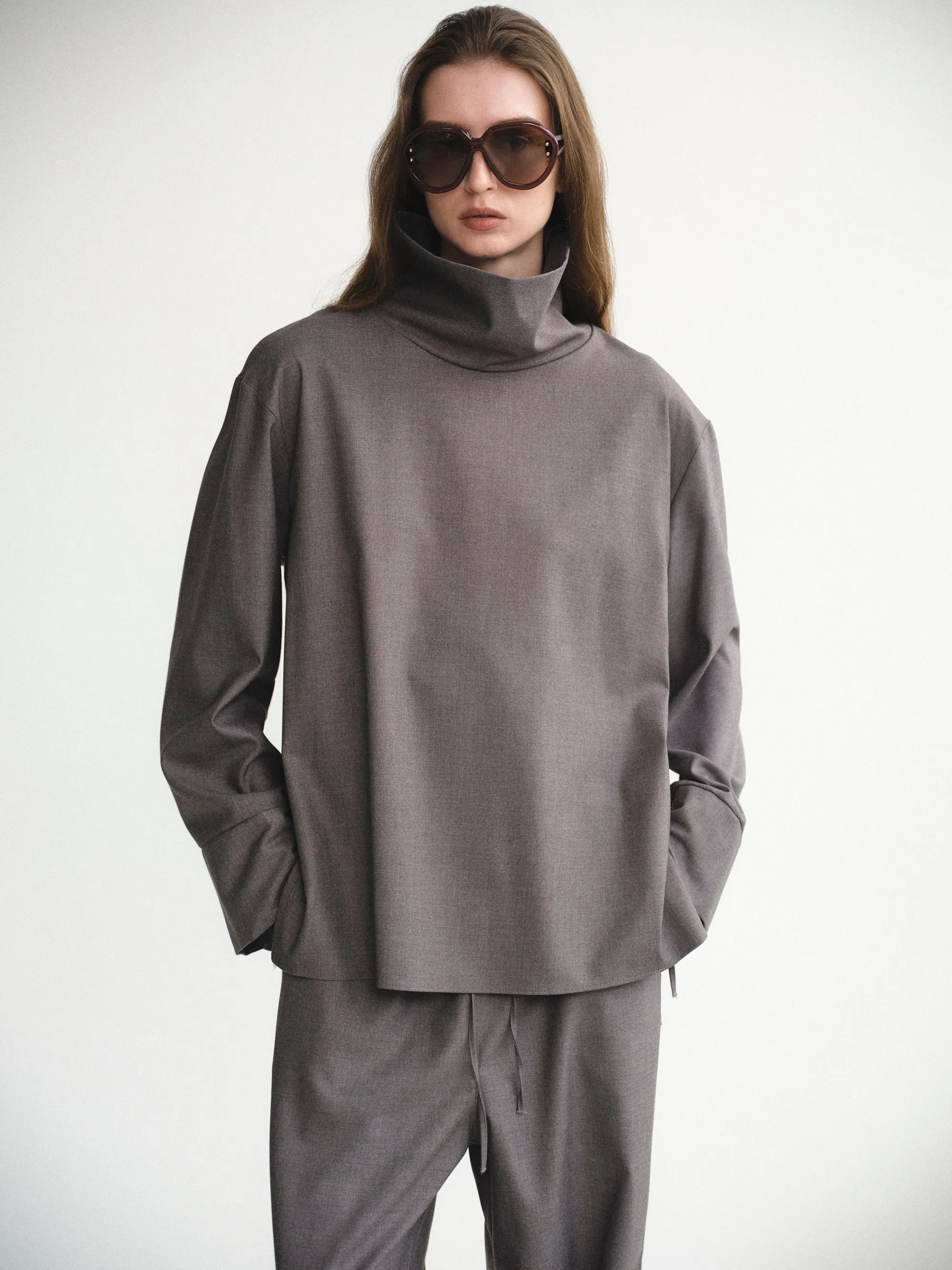 High-Neck Blouse, Grey sold by Source Unknown product image thumbnail 4