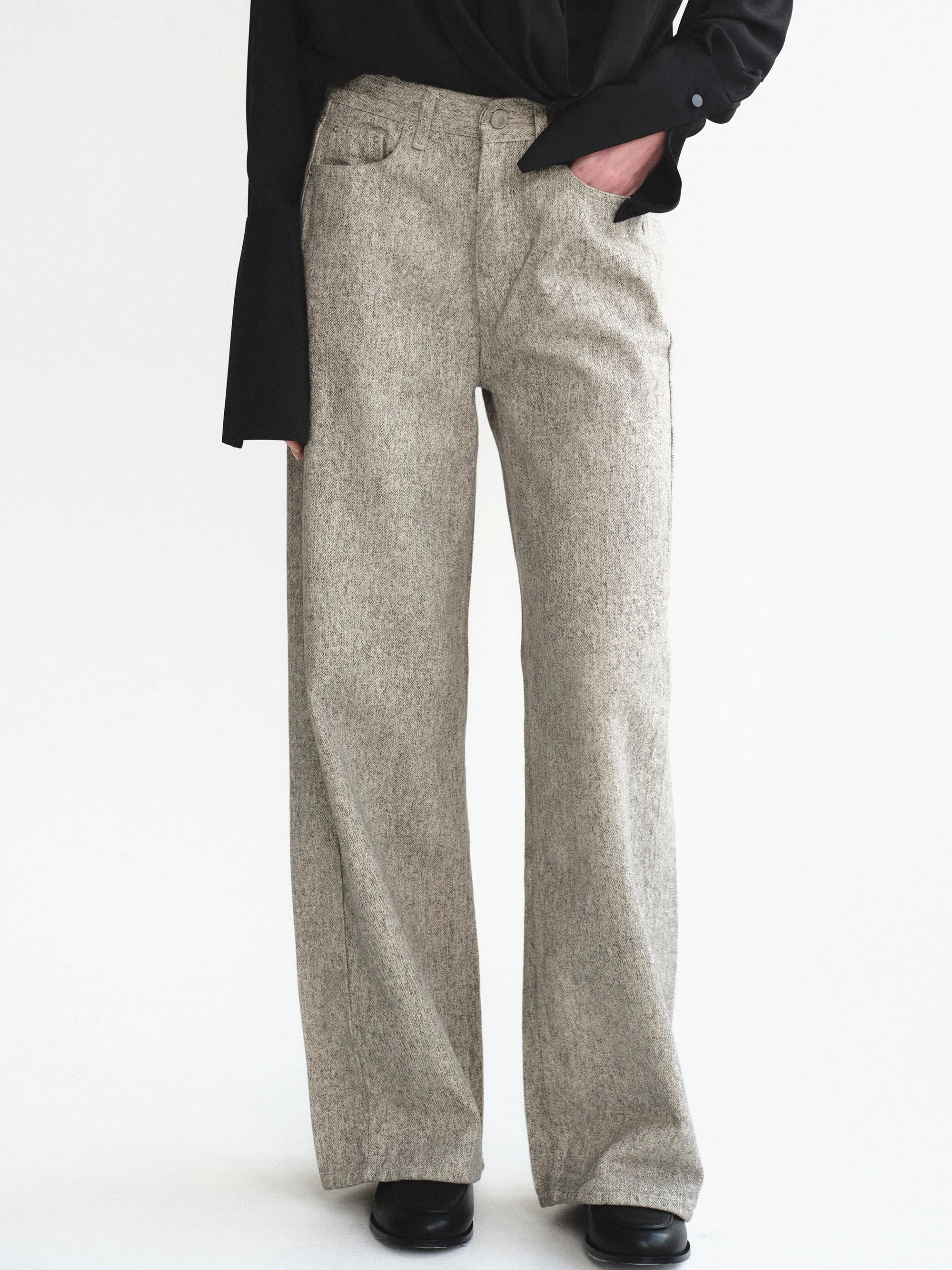 Heathered Loose Jeans, Beige sold by Source Unknown product image thumbnail 4