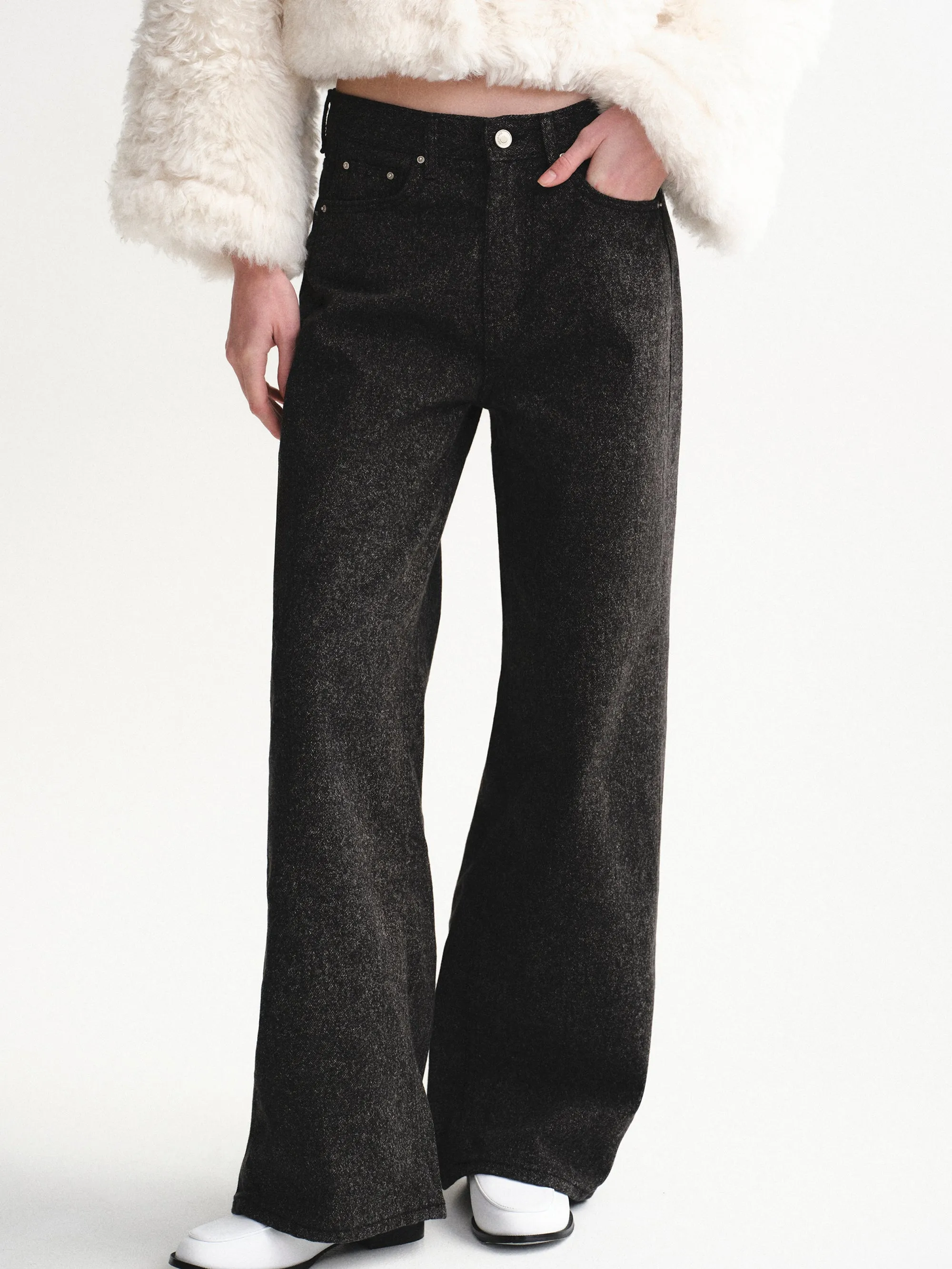 Heathered Loose Jeans, Black sold by Source Unknown