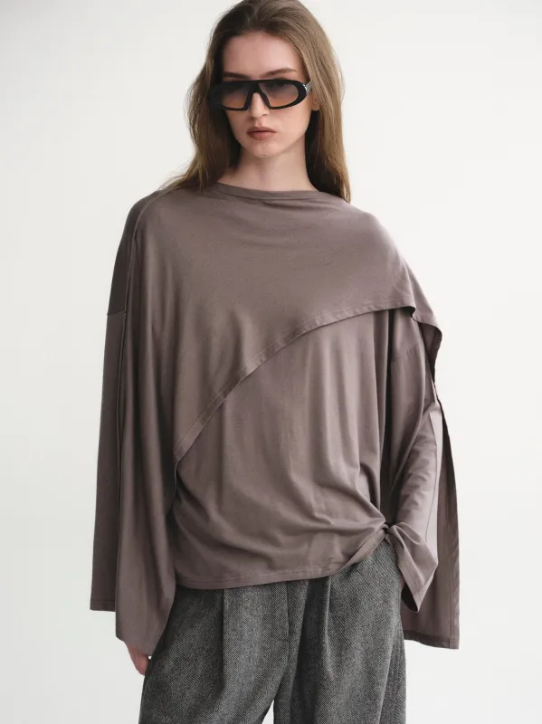 Scarf Detail T-Shirt, Graphite made by Source Unknown