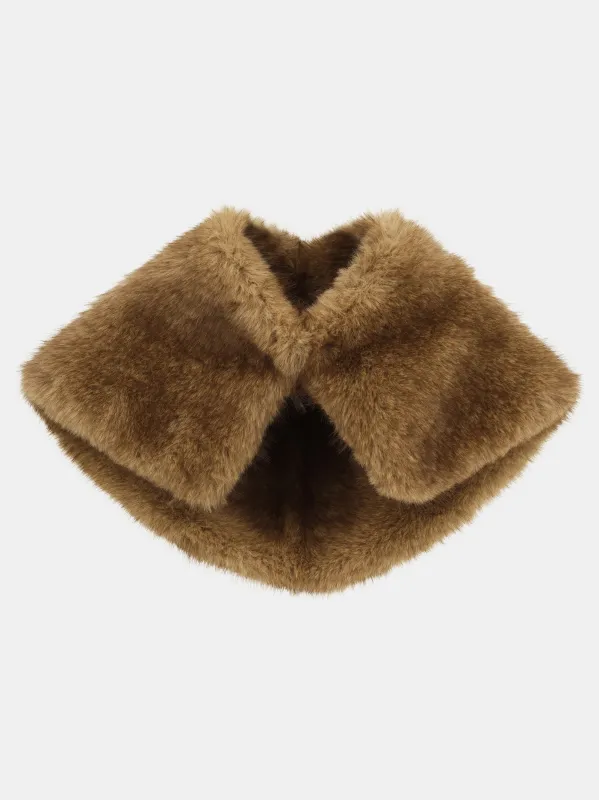 Faux-Fur Scarf, Beige sold by Source Unknown