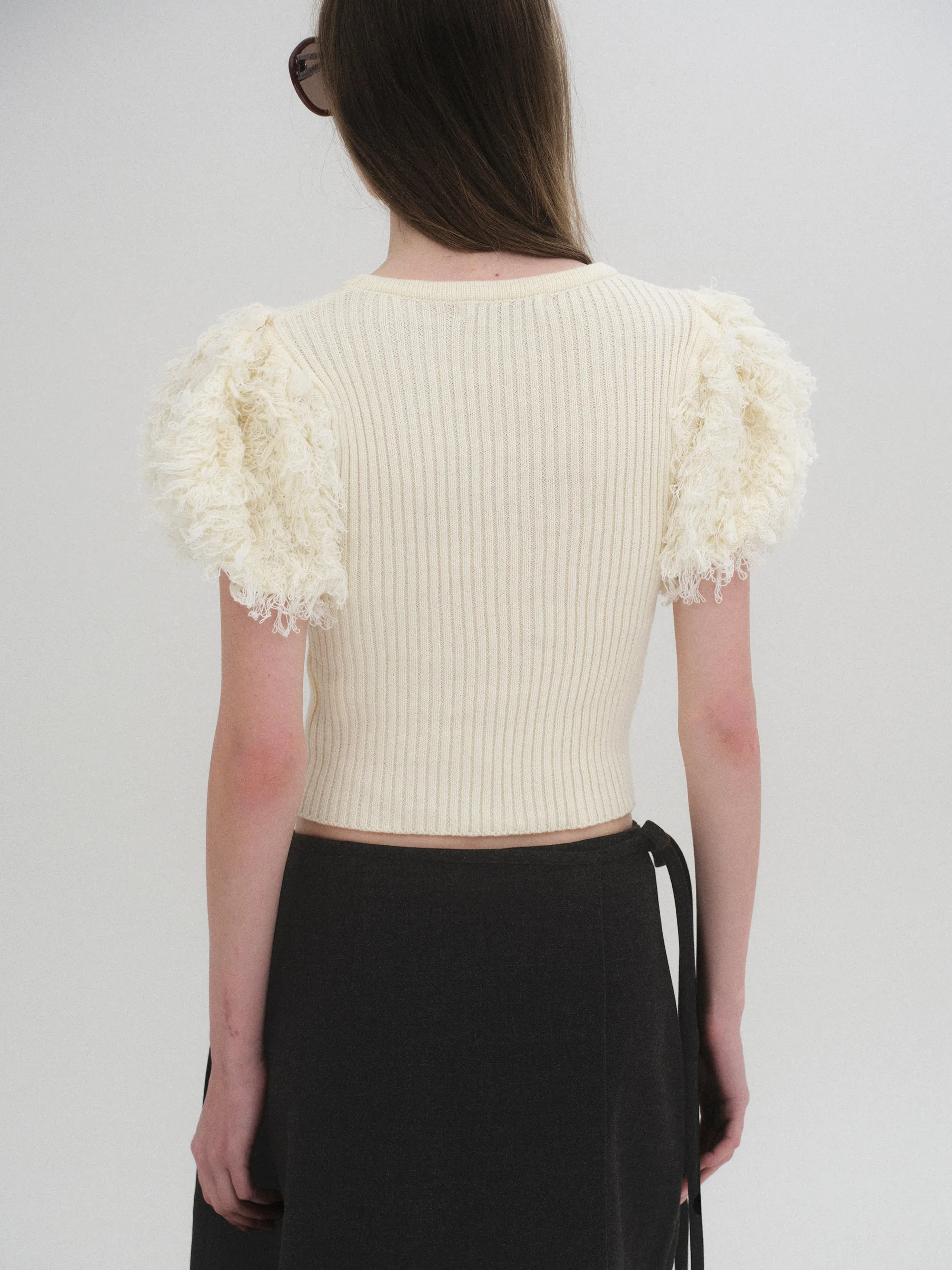 Faux Shearling Knit Top, Ivory sold by Source Unknown product image thumbnail 5