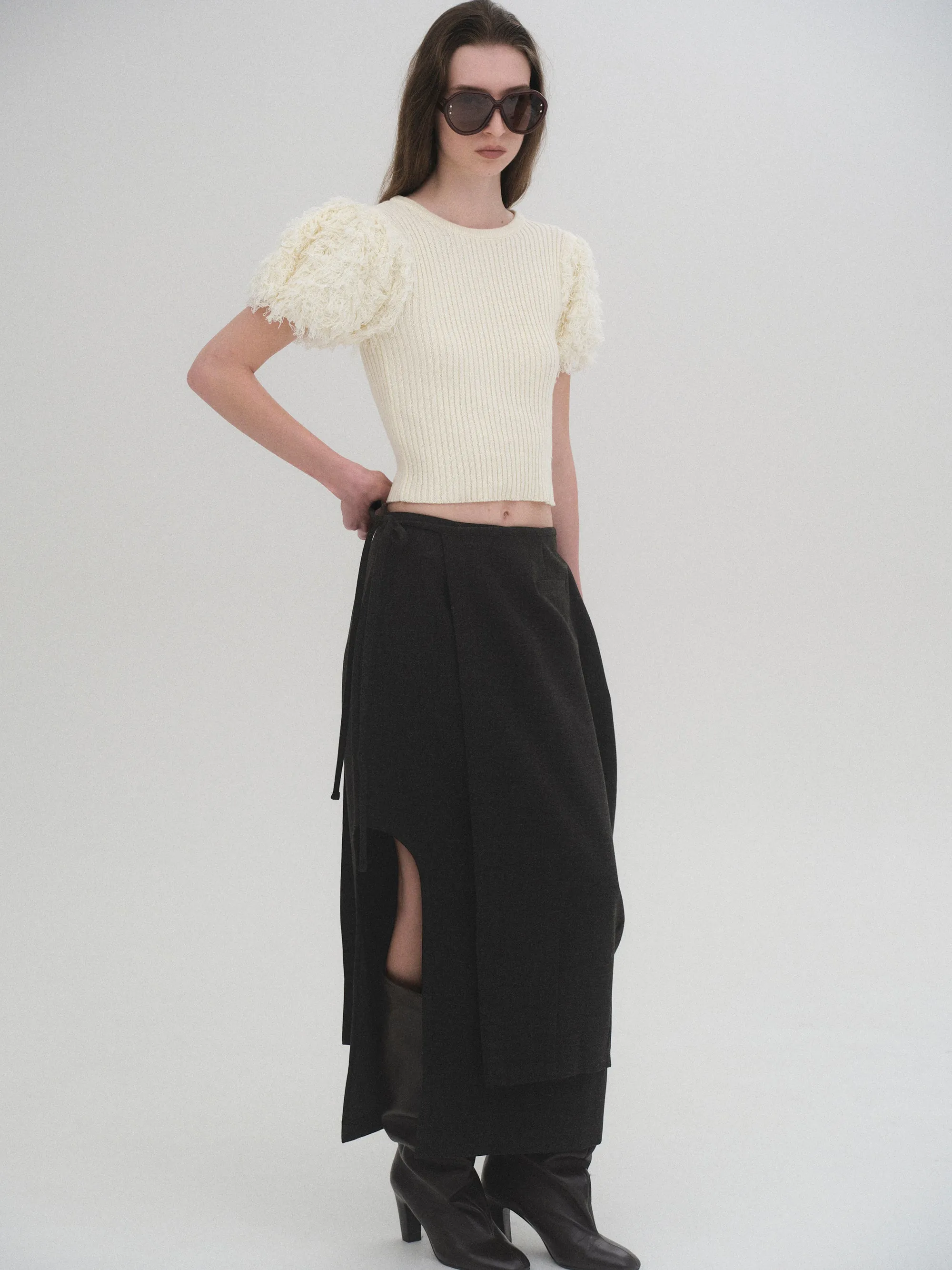 Faux Shearling Knit Top, Ivory sold by Source Unknown product image thumbnail 4