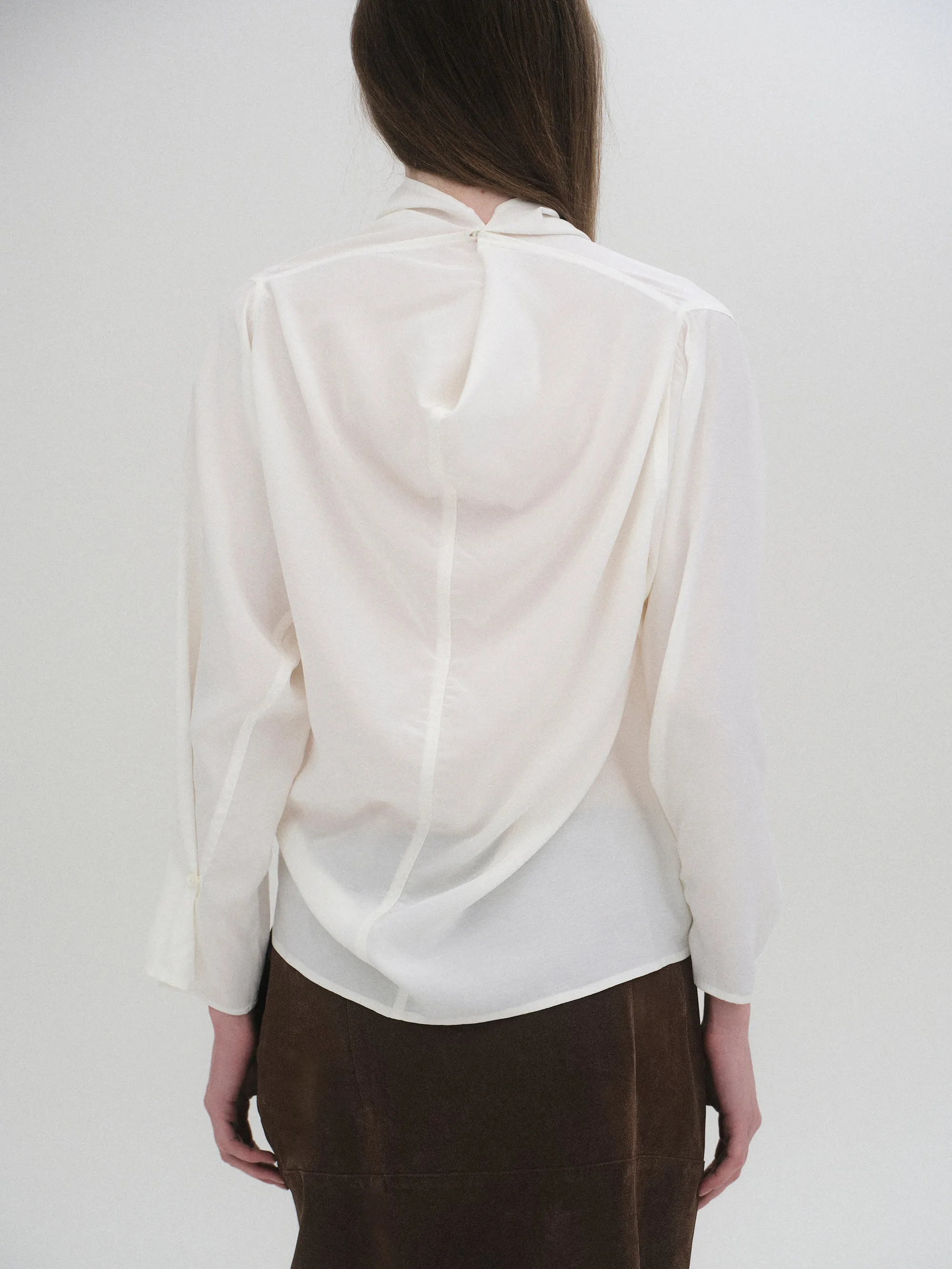 Cowl-Neck Drape Blouse, White sold by Source Unknown product image thumbnail 2