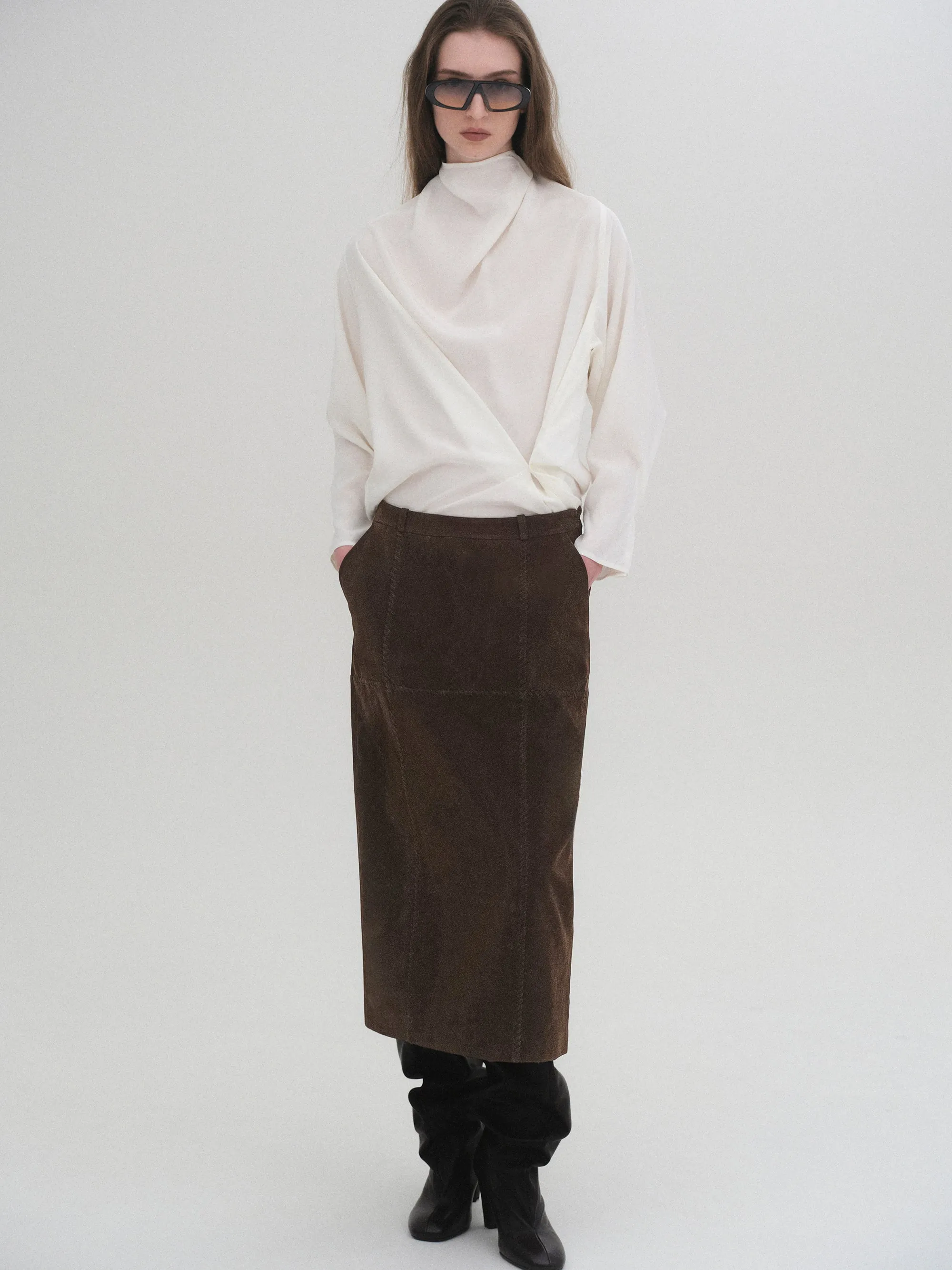 Cowl-Neck Drape Blouse, White sold by Source Unknown product image thumbnail 3