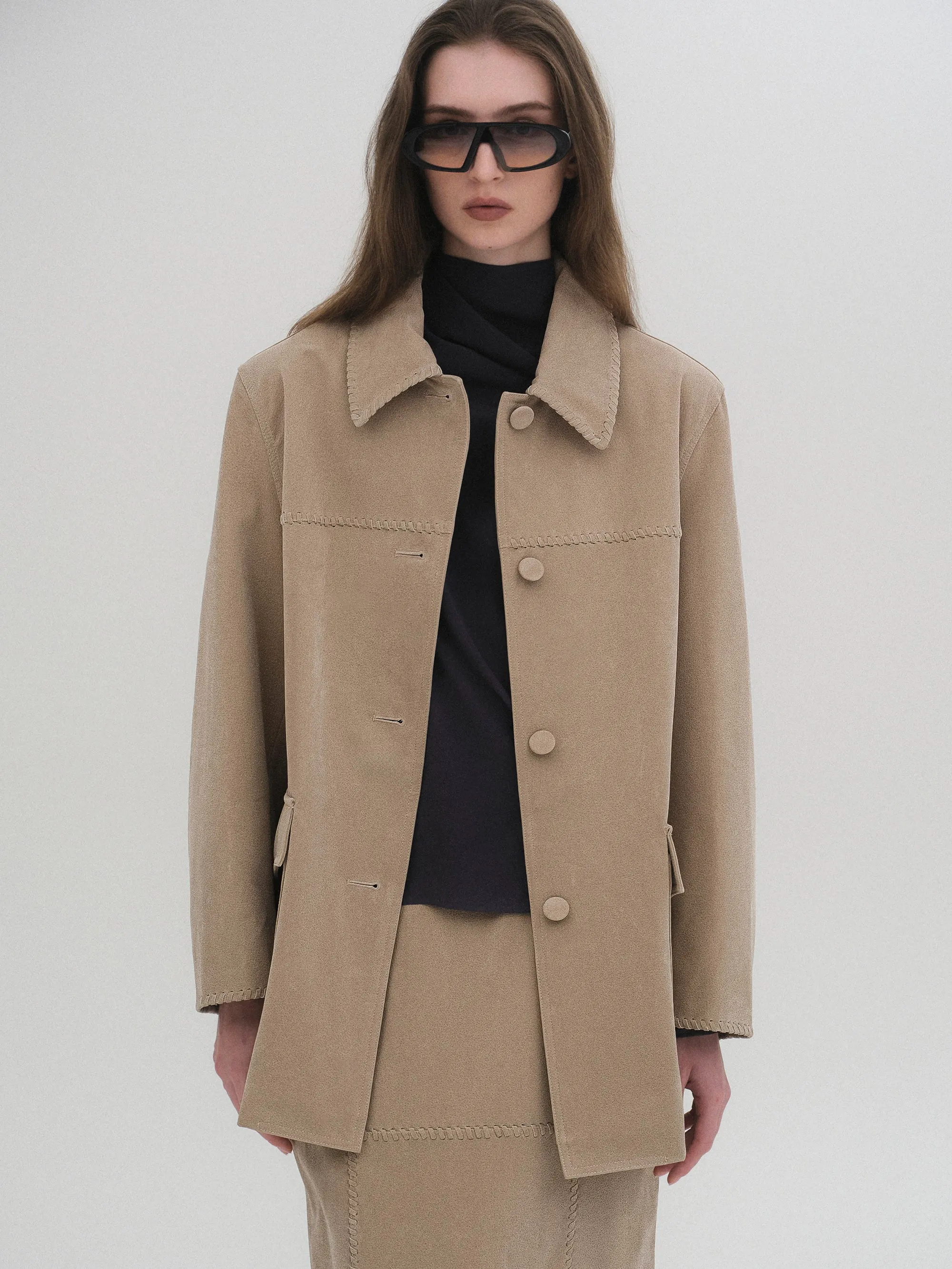 Suede Effect Single Jacket, Nude sold by Source Unknown product image thumbnail 3
