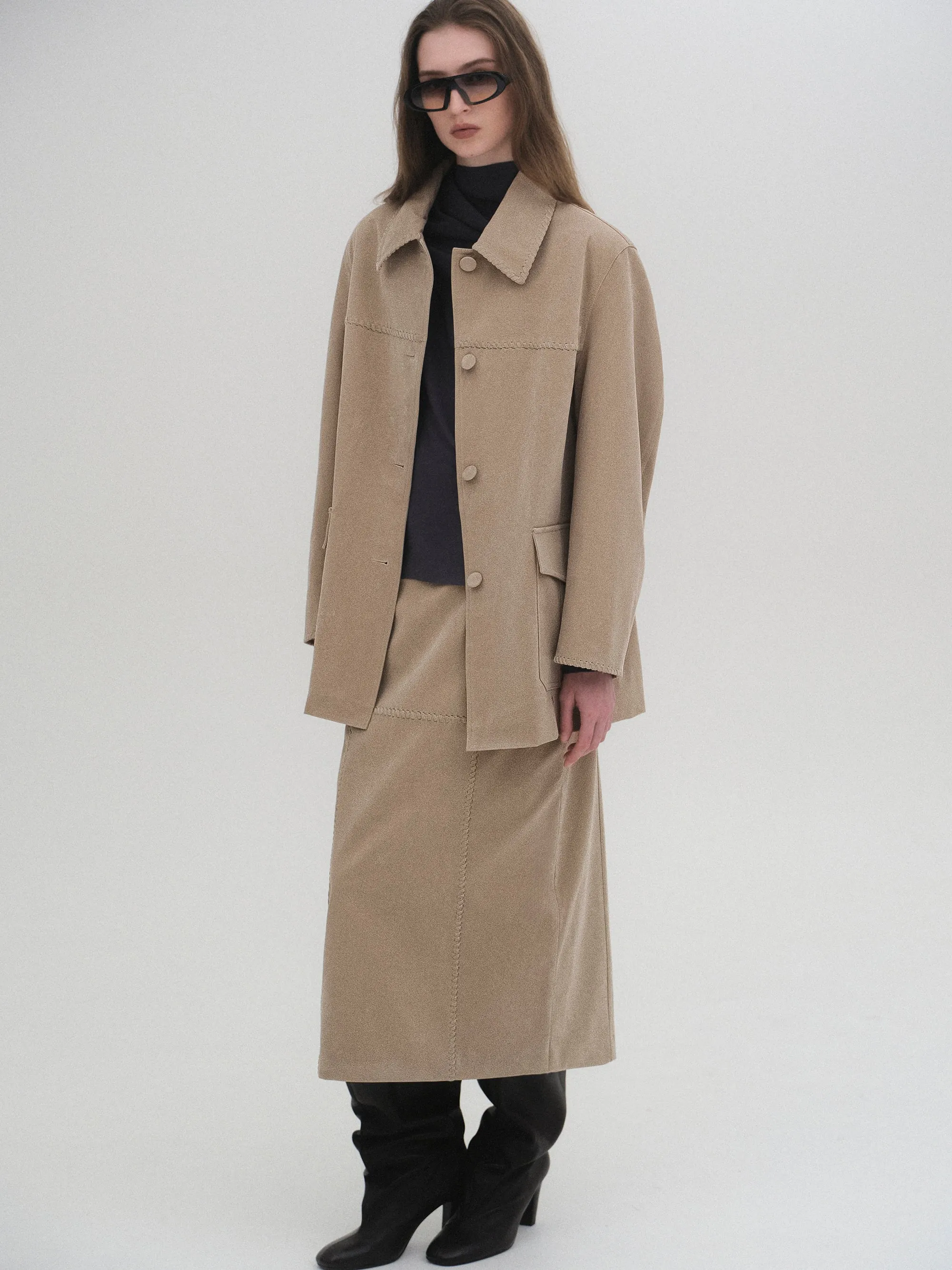 Suede Effect Single Jacket, Nude sold by Source Unknown product image thumbnail 2