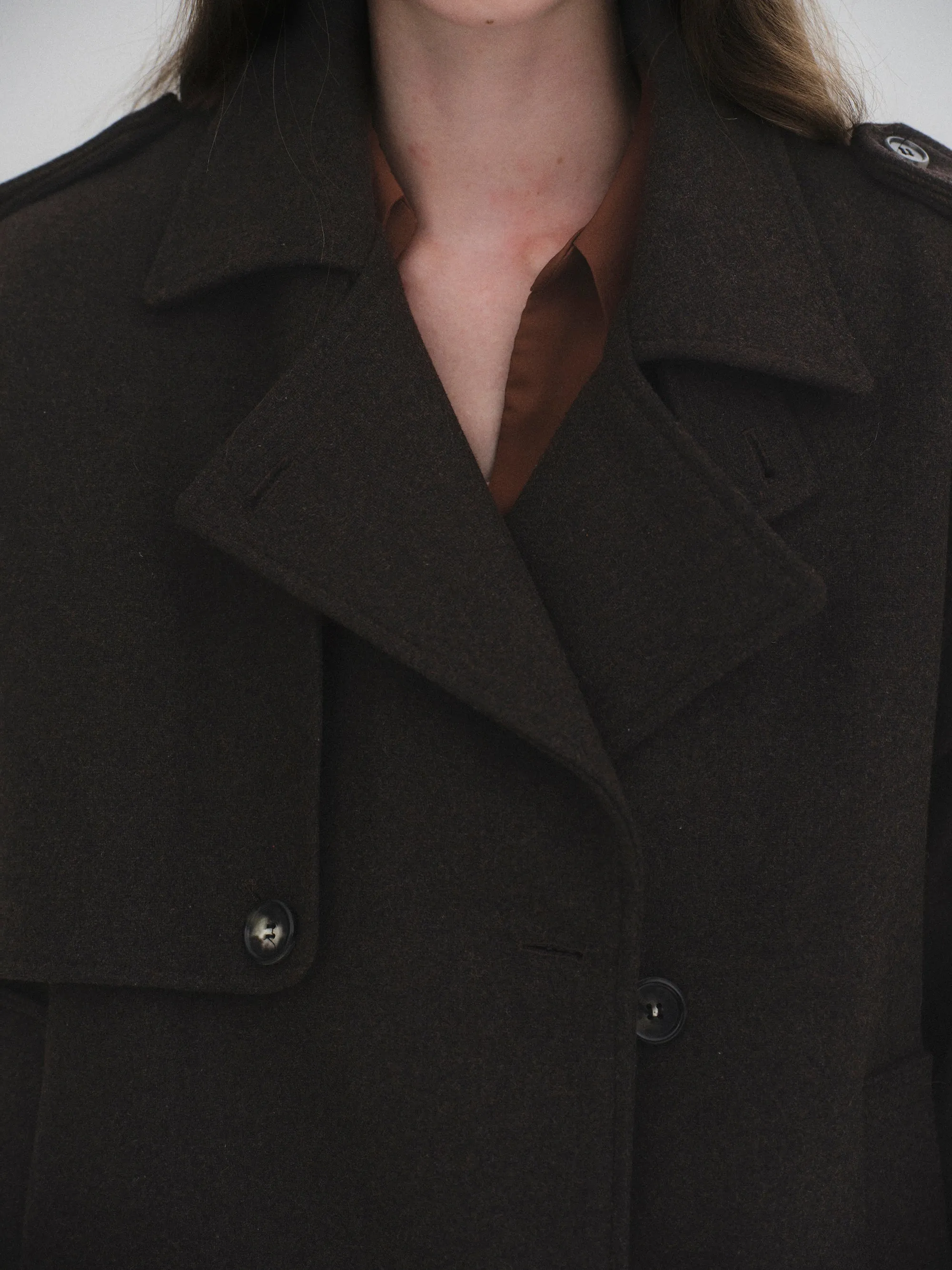 Short Trench Wool Coat, Brown sold by Source Unknown product image thumbnail 5