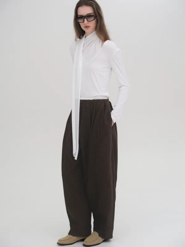 Sculpted Tuck Trousers, Brown sold by Source Unknown
