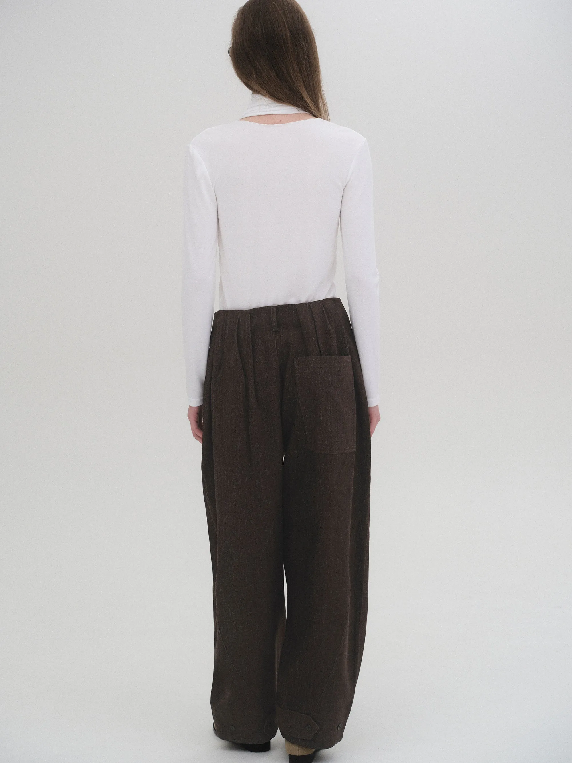 Sculpted Tuck Trousers, Brown sold by Source Unknown product image thumbnail 5