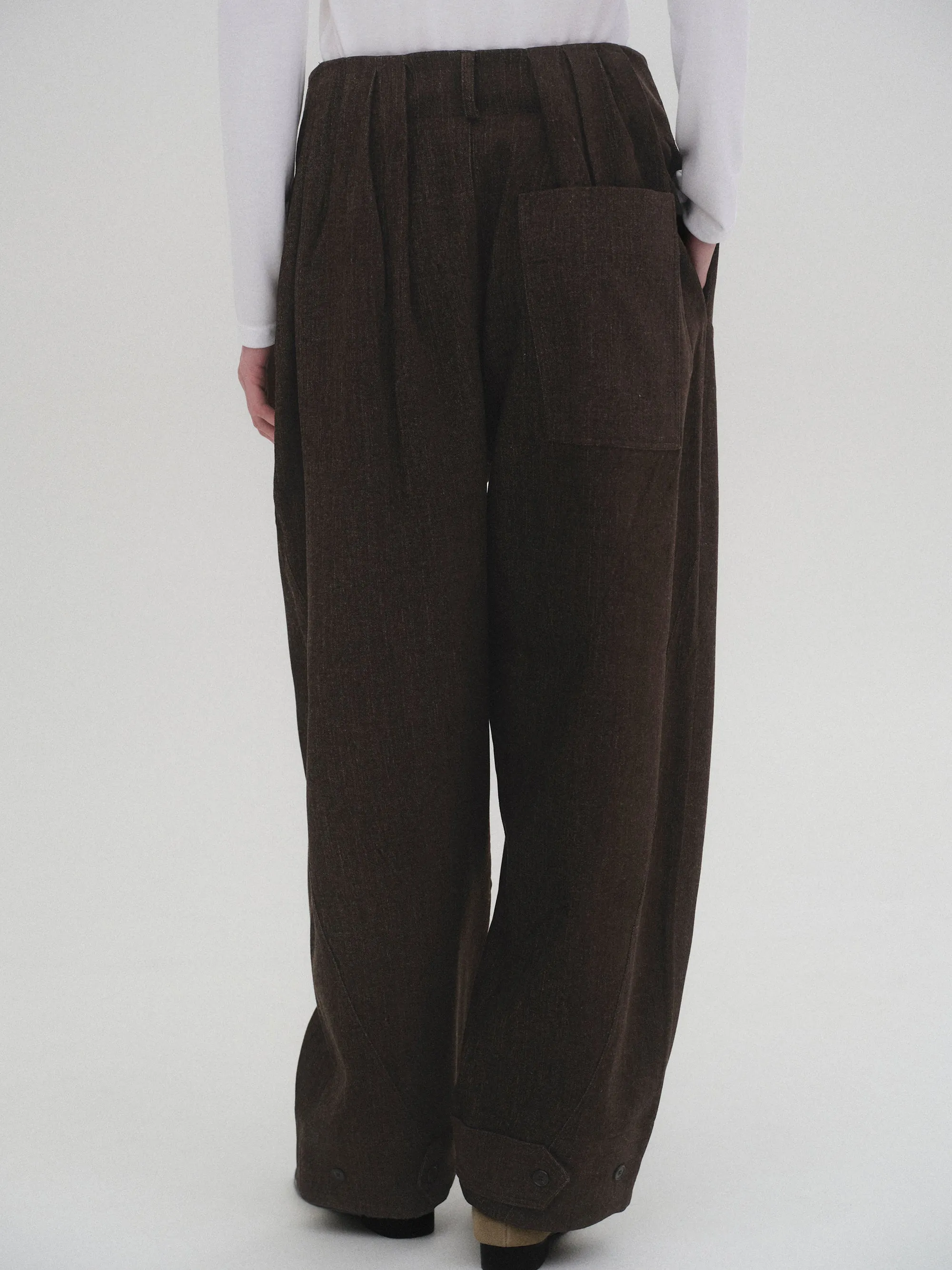 Sculpted Tuck Trousers, Brown sold by Source Unknown product image thumbnail 4