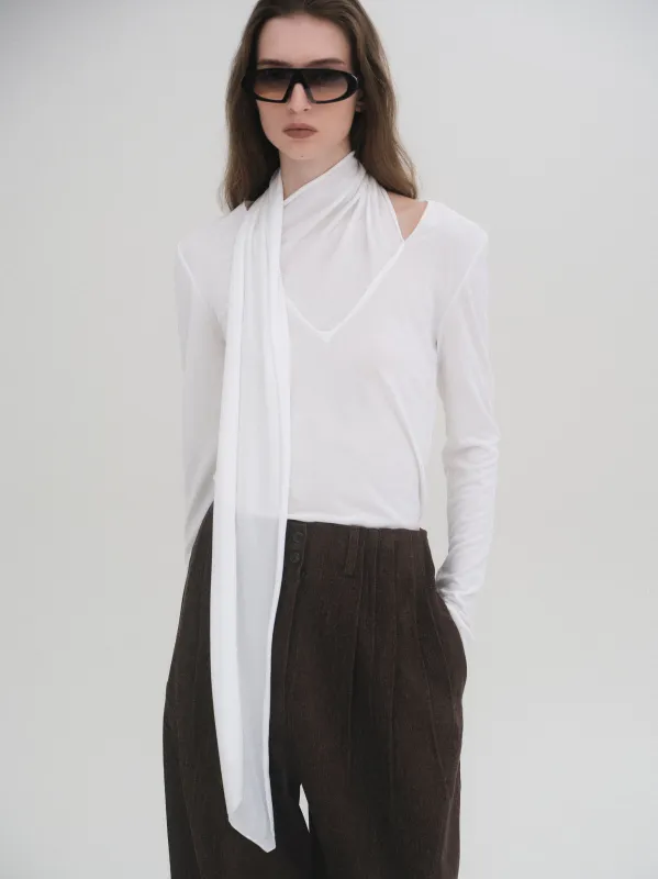 Bias Scarf Top, White sold by Source Unknown