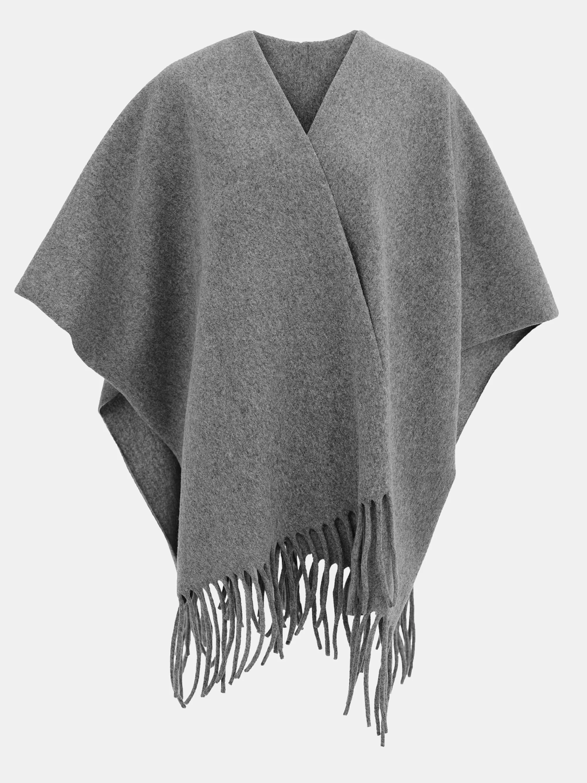 Wool-blend Fringe Scarf, Grey sold by Source Unknown