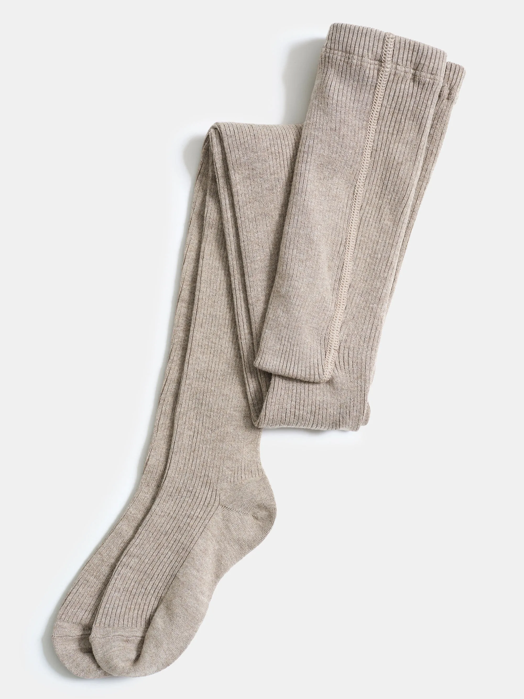 Rib Knit Tights, Beige sold by Source Unknown