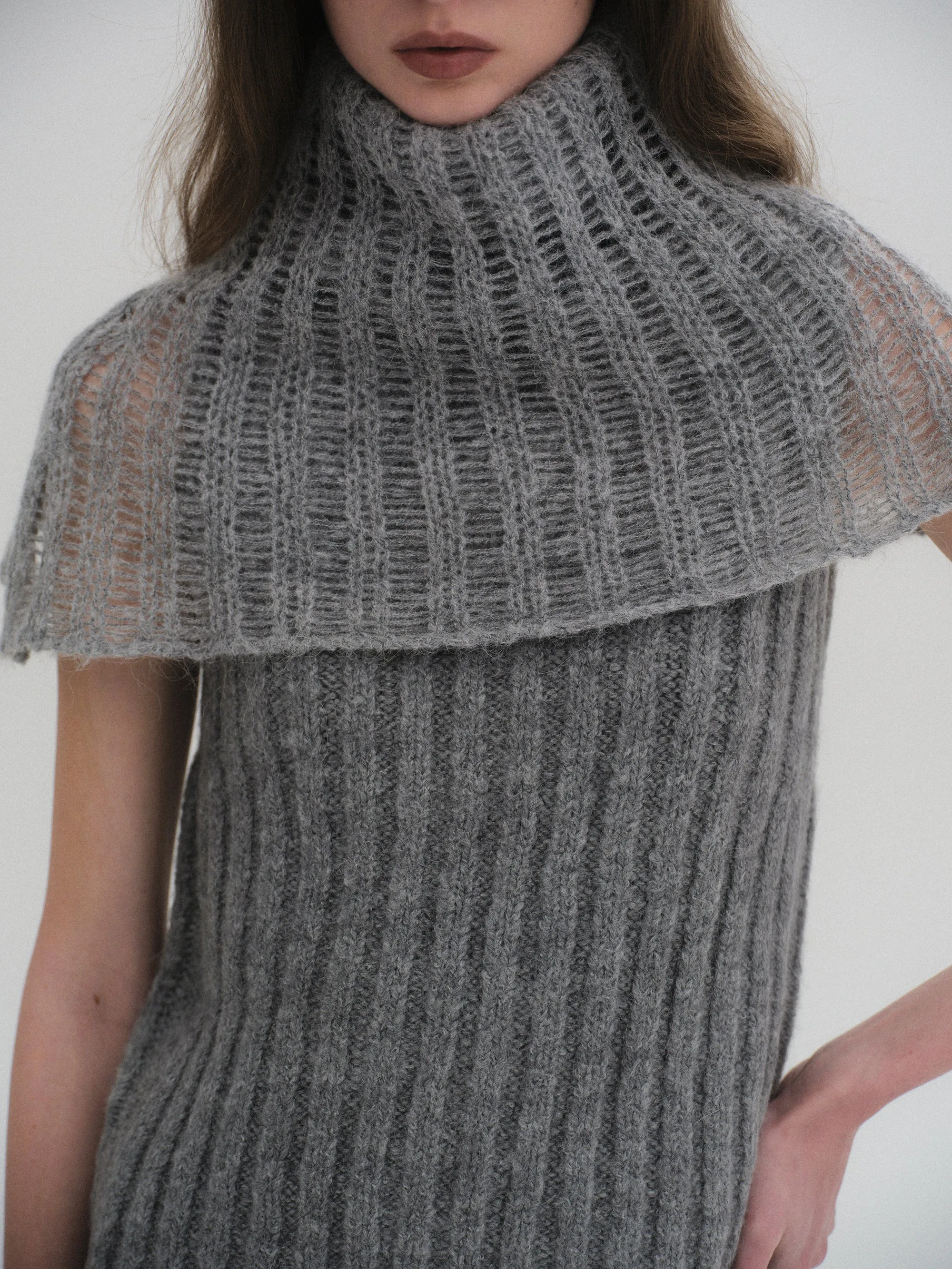 Neck Warmer Knit Top, Grey sold by Source Unknown product image thumbnail 3