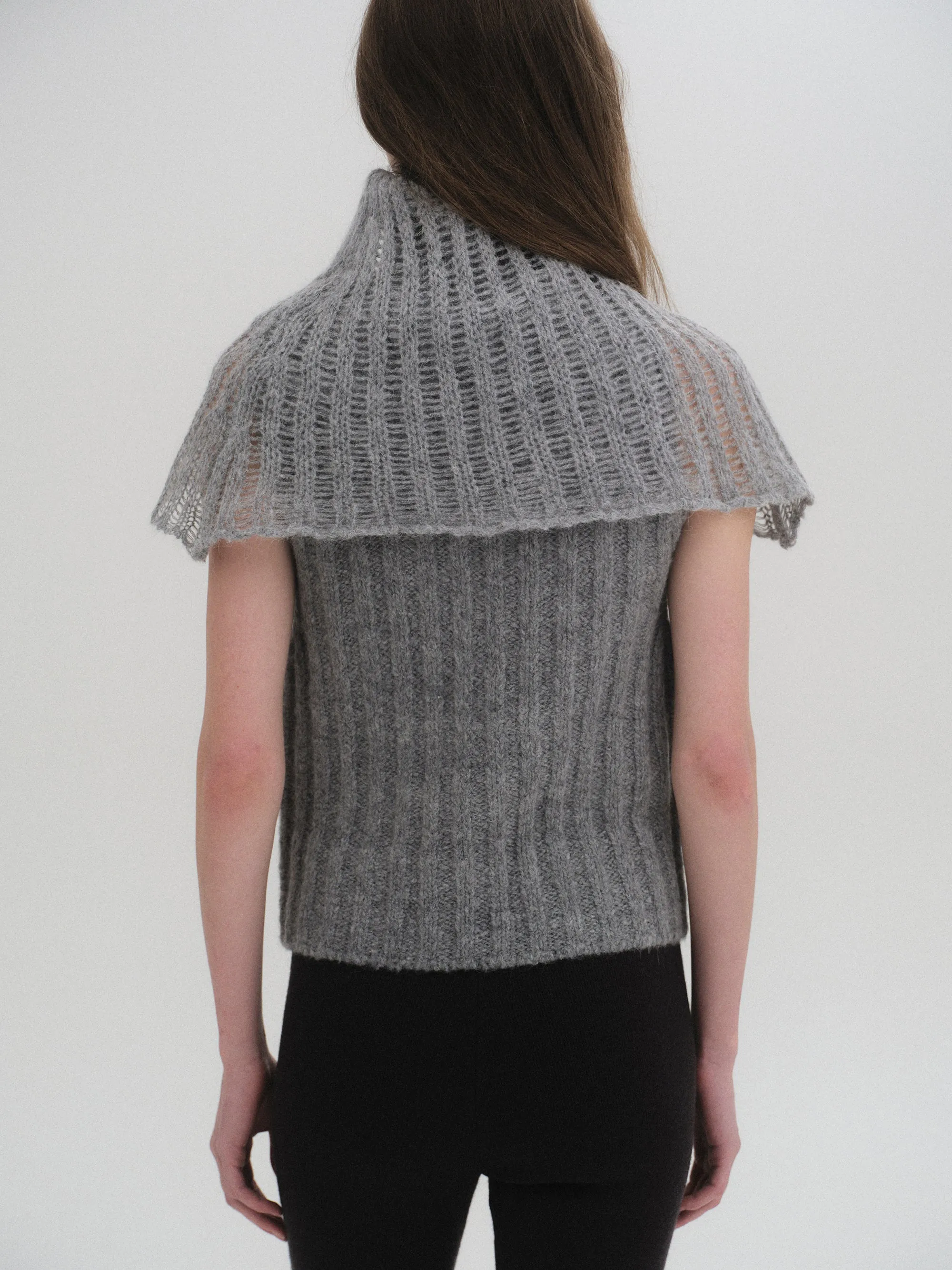 Neck Warmer Knit Top, Grey sold by Source Unknown product image thumbnail 5